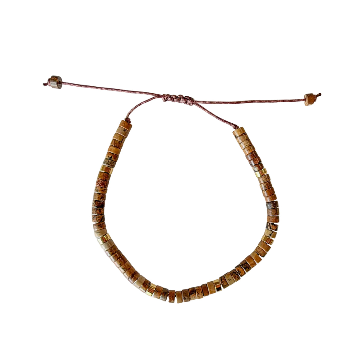 Adjustable Rondell Gemstone Bracelet, Picture Jasper (BR19)