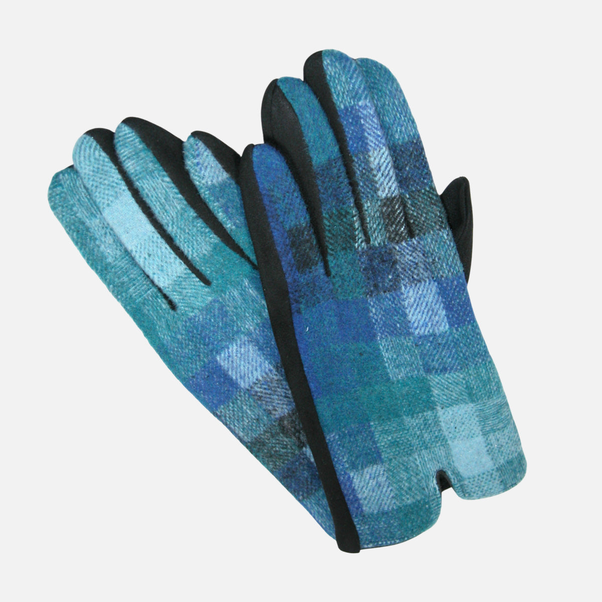 Checkered Pattern Ombre Gloves Blue GF3522