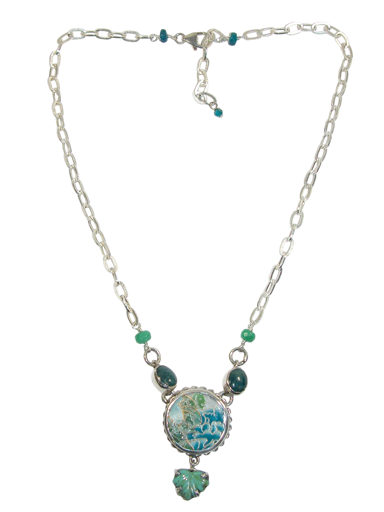 34199 Porcelain Center Sterling Silver Y Necklace