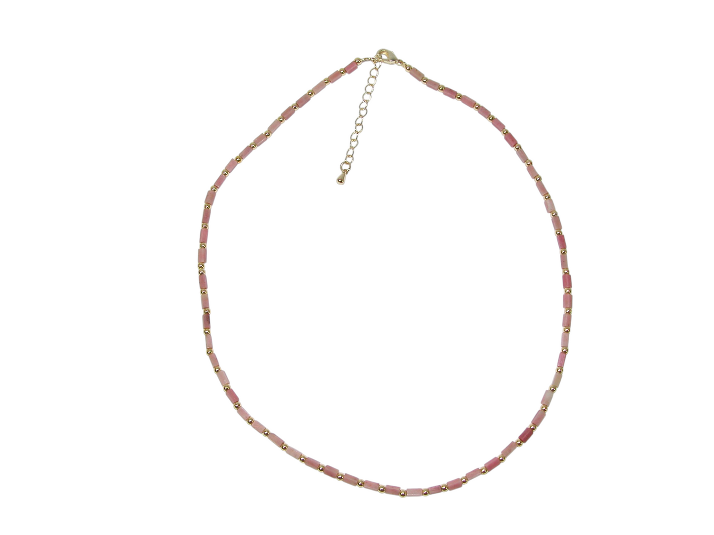 Rhodonite Square Tube Short Necklace GF4857