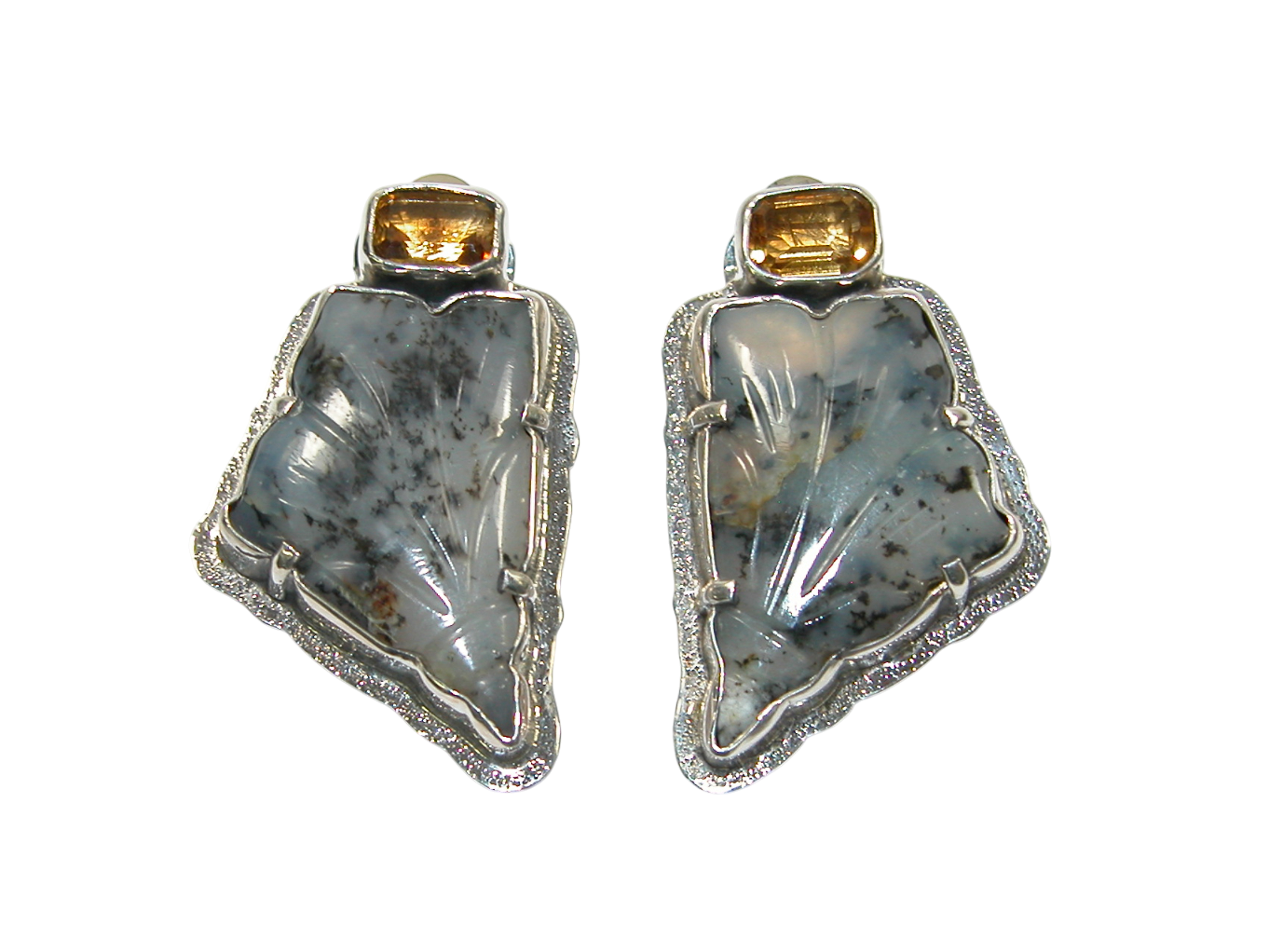 34410 Montanna Agate Cognac Topaz Sterling Silver Earring