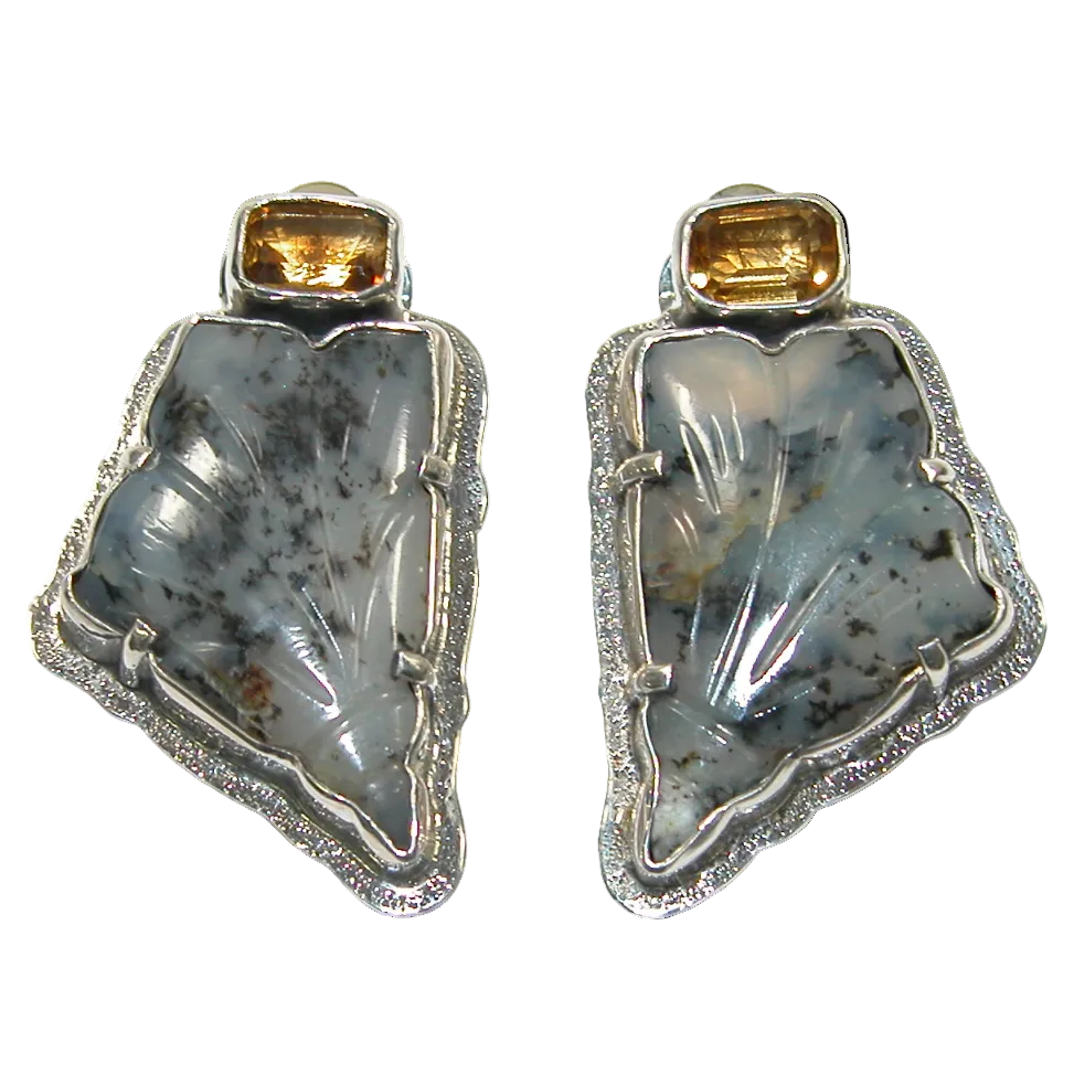 34410 Montanna Agate Cognac Topaz Sterling Silver Earring