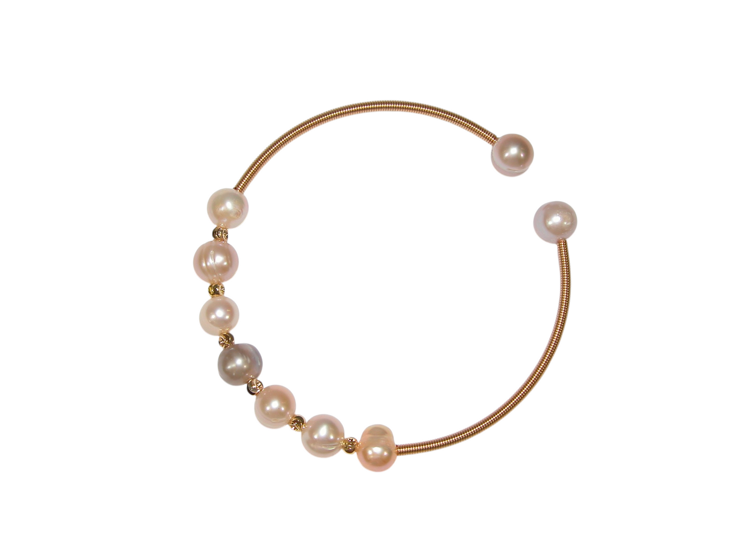 B5080 Peach Pearl Memory Wire Bracelet