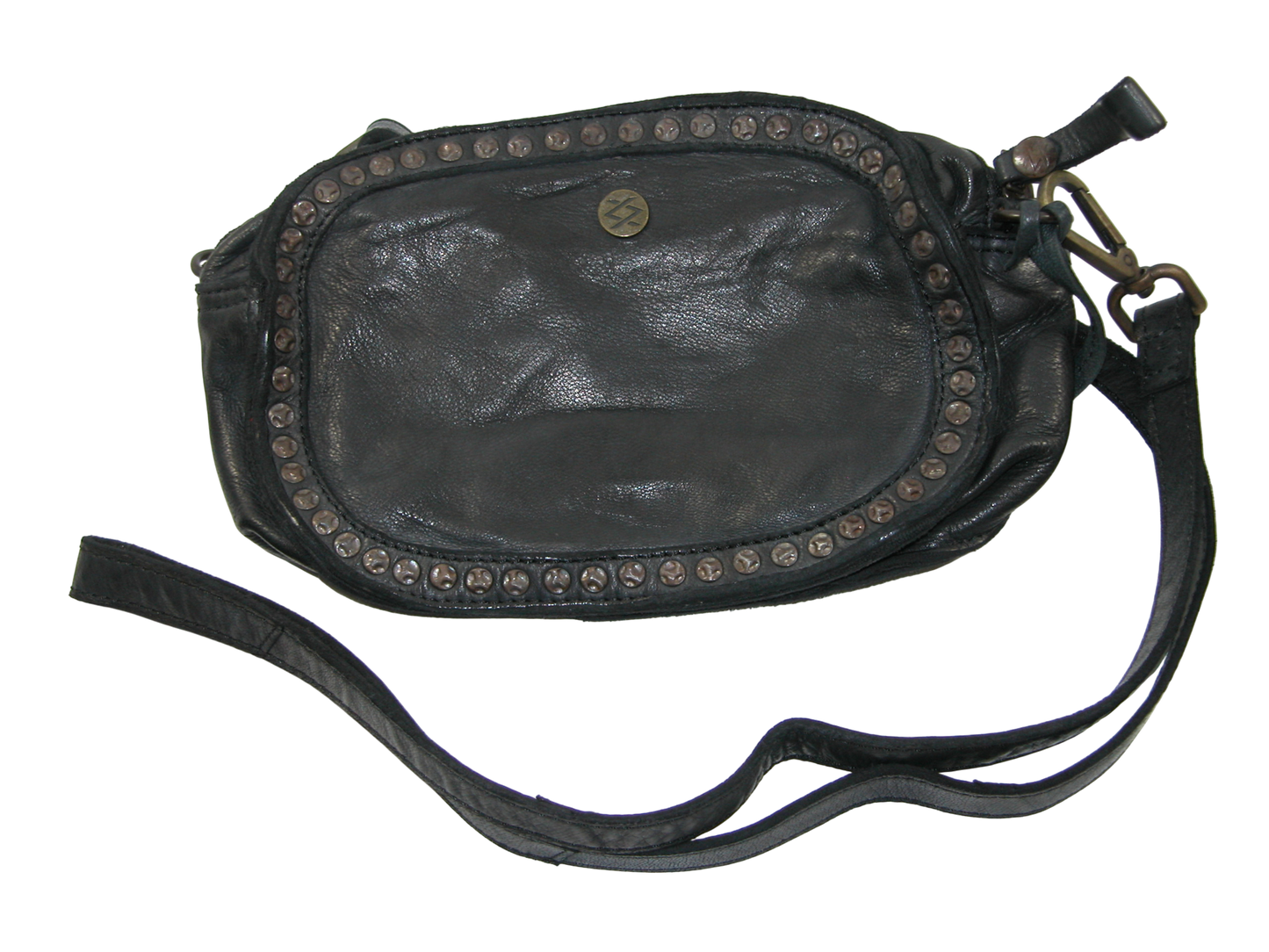 Black Studded Leather Handbag Purse GF3451