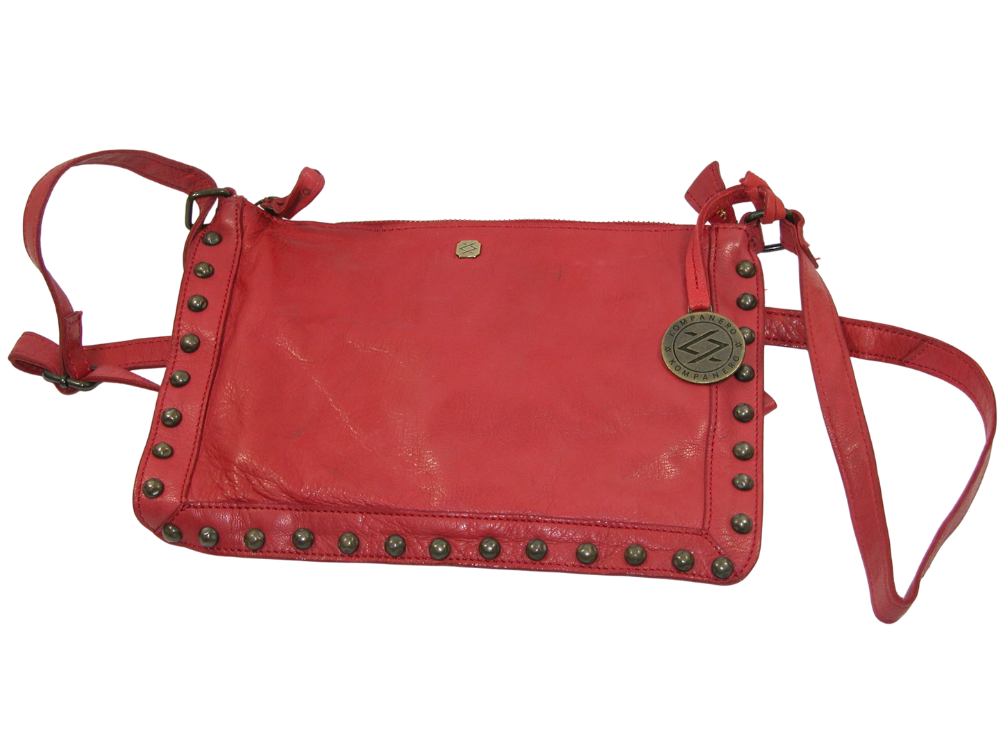 Red Studded Leather Handbag Purse GF3450