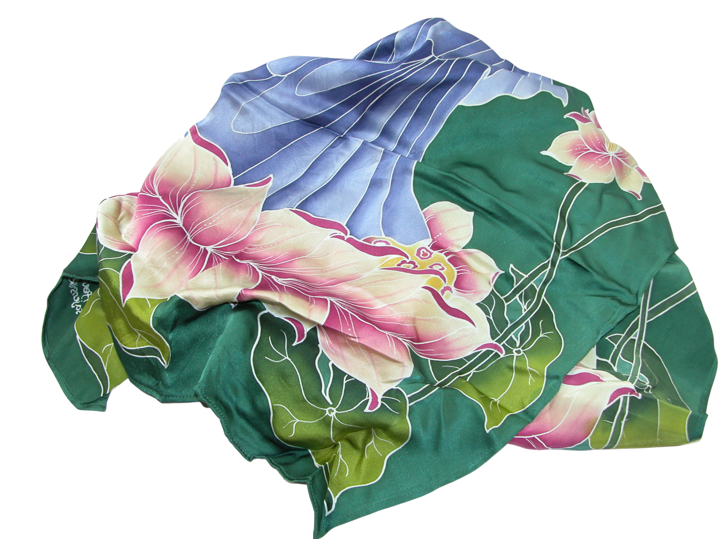 Hand Painted Lotus Silk Scarf GF3448