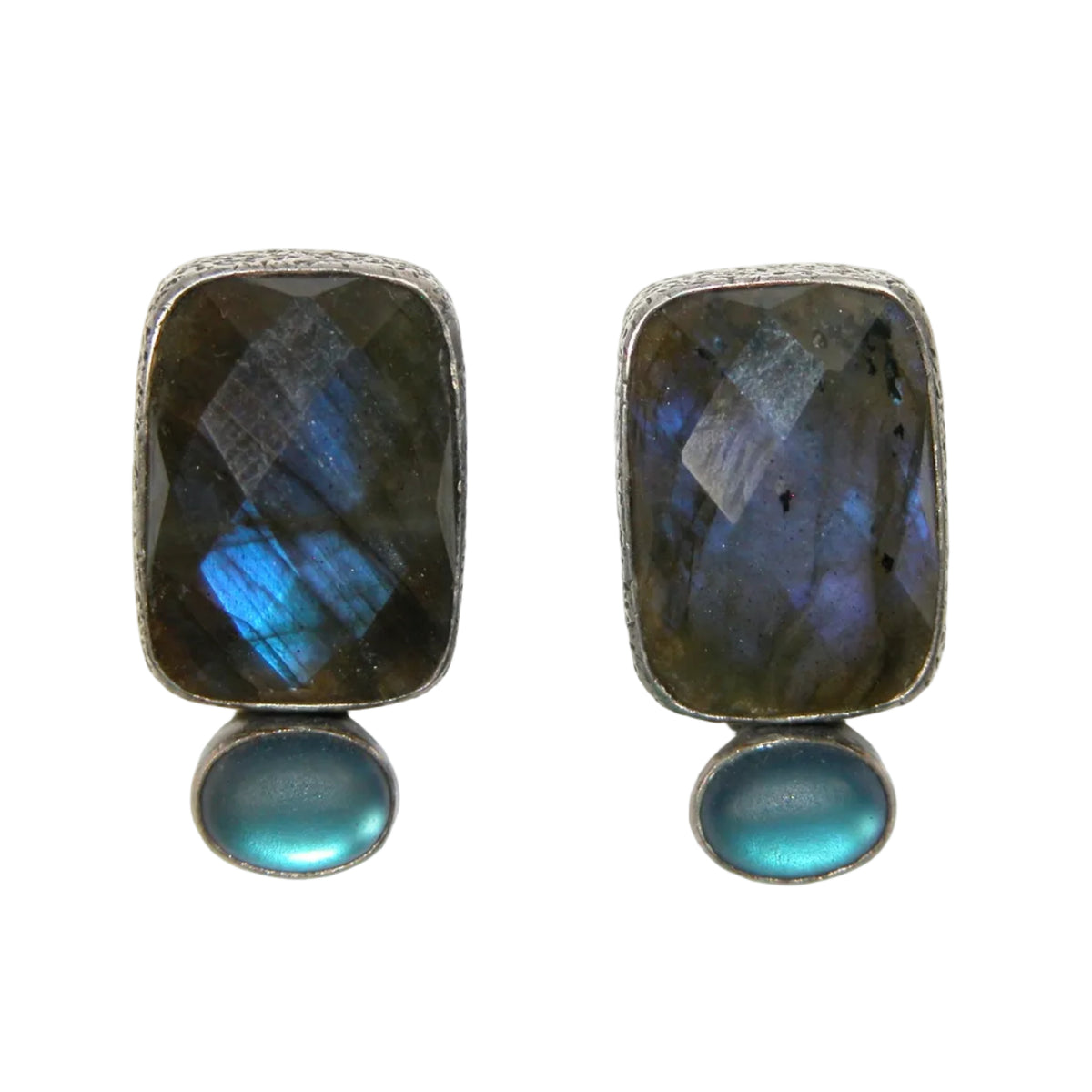 18515 Labradorite, Celestila Quartz, Sterling Silver Earrings