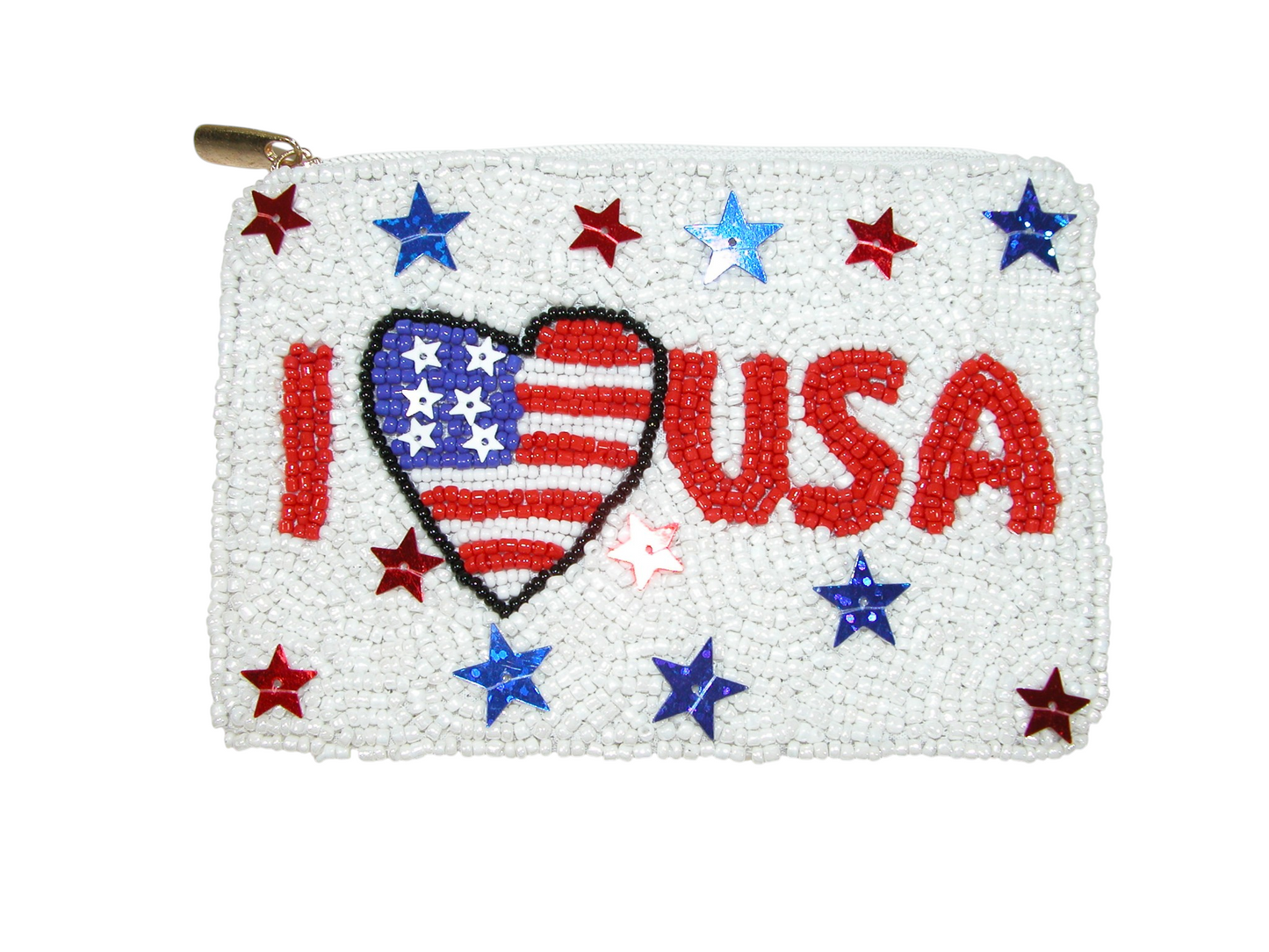 Beaded Coin Purse GF4883 I Love USA