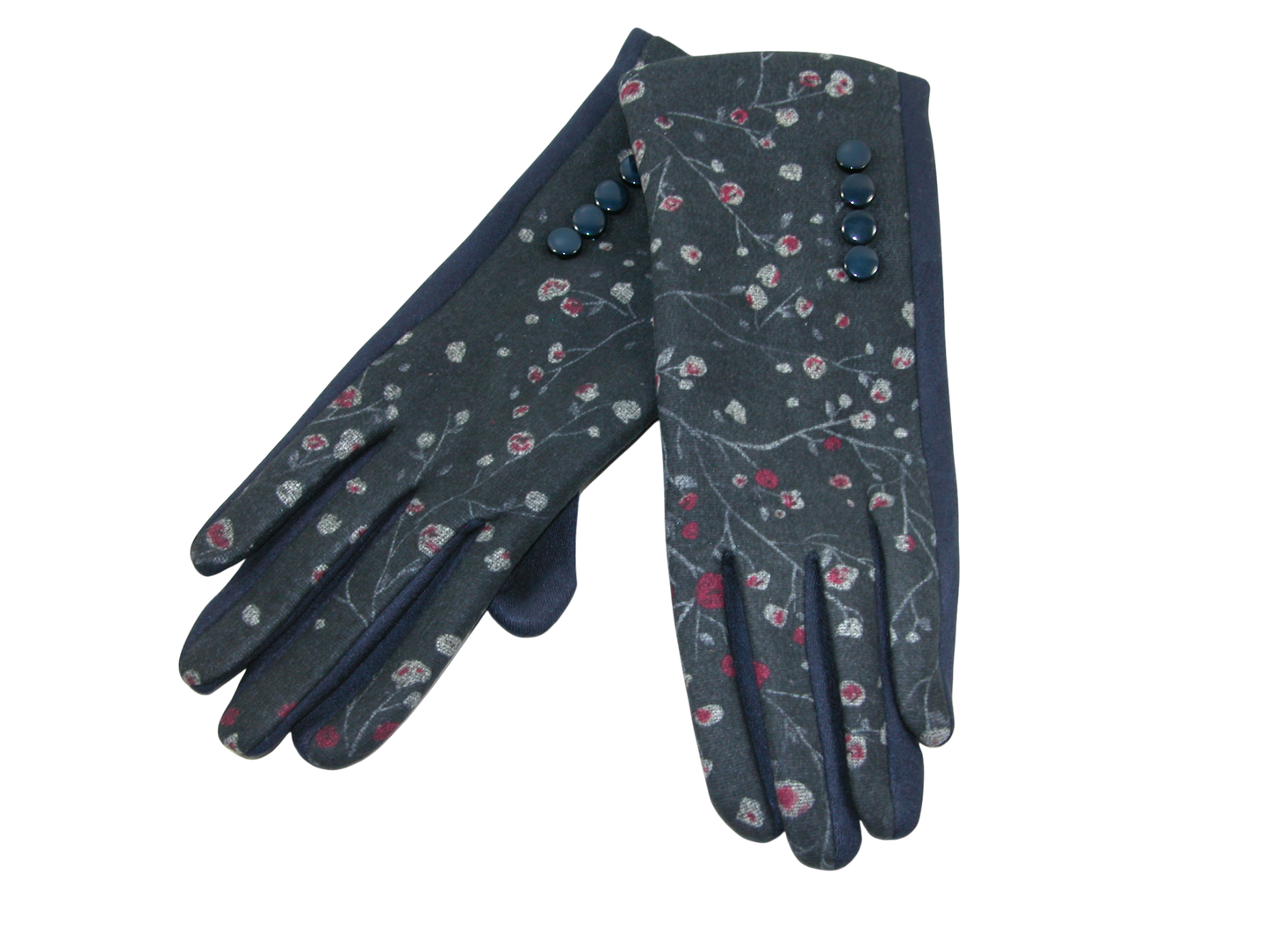 Floral Sueded Glove GF3456 Navy Blue