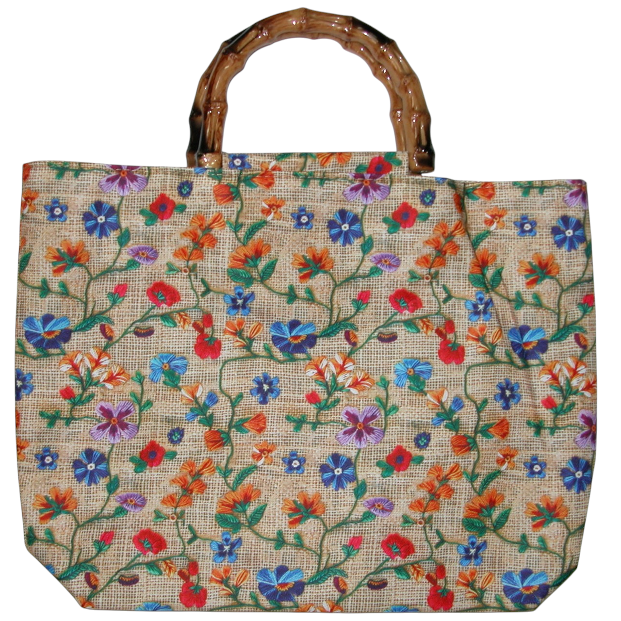 Bamboo Handbag Colorful Florals on Vine Tote Bag GF4914