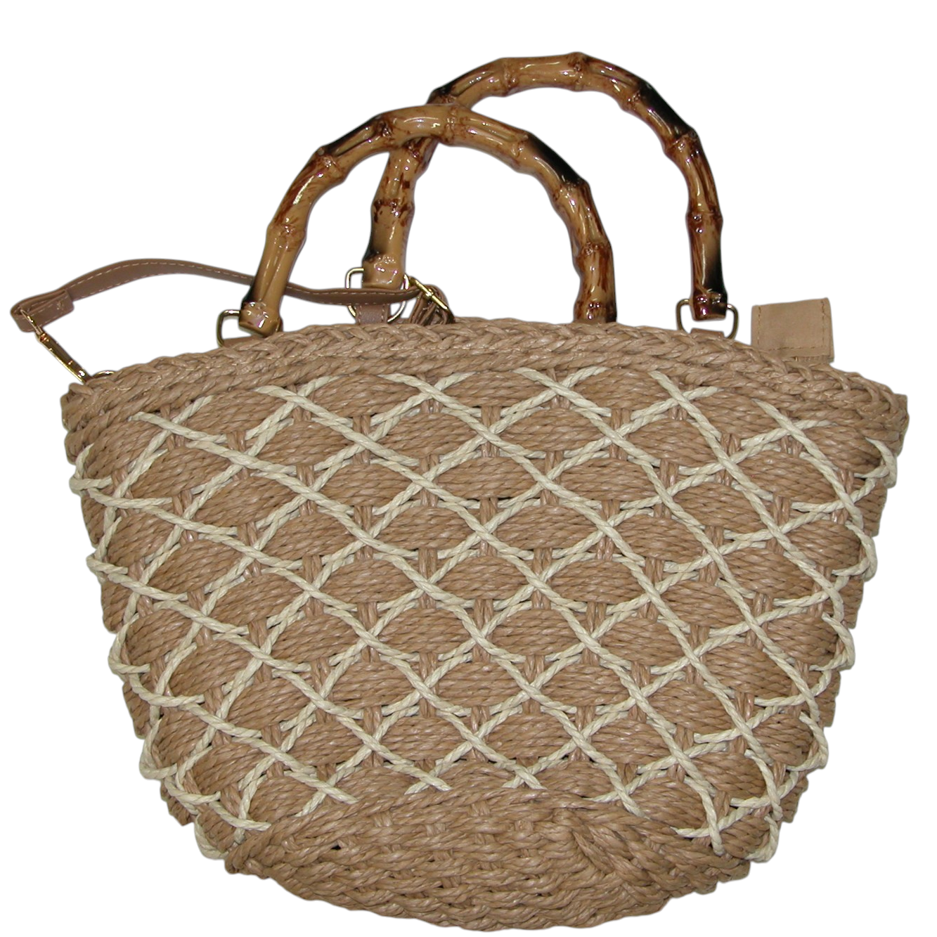 Bamboo Handle Woven Handbag GF4940
