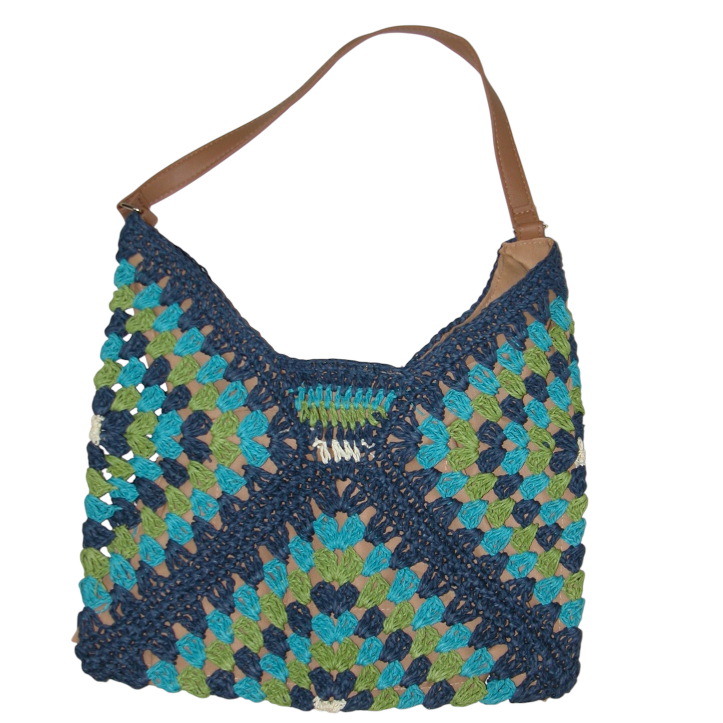 Blue & Green Woven Crochet Tote GF4941