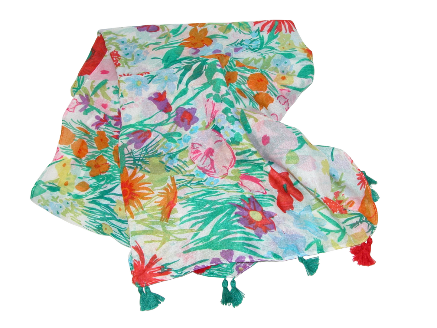 Floral Shawl Multi Color on White GF4928