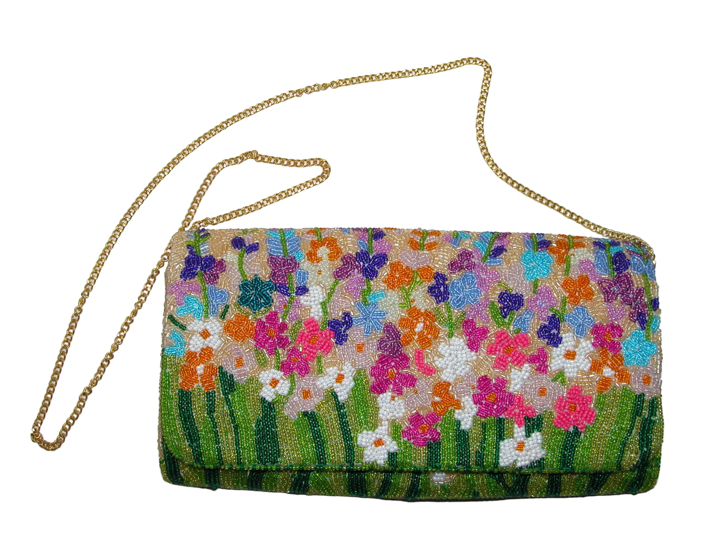 Beaded Multi Color Floral Purse Handbag Clutch GF4943