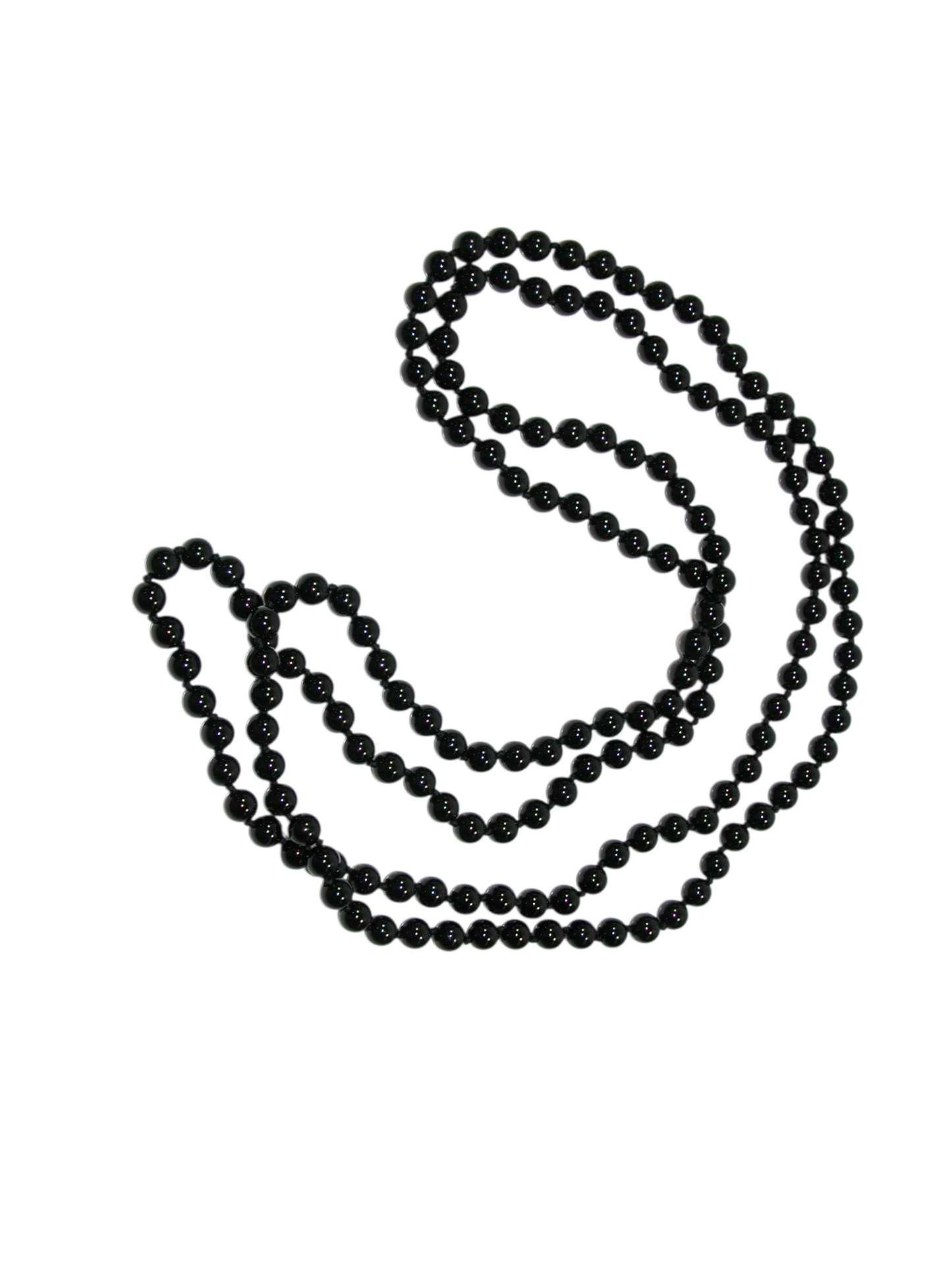 N121 Black Onyx Knotted 60 Inch Necklace
