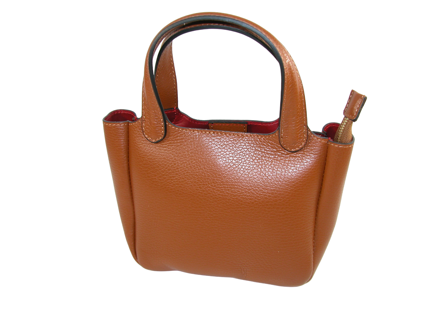 Cognac Leather Tote Small Handbag GF3566