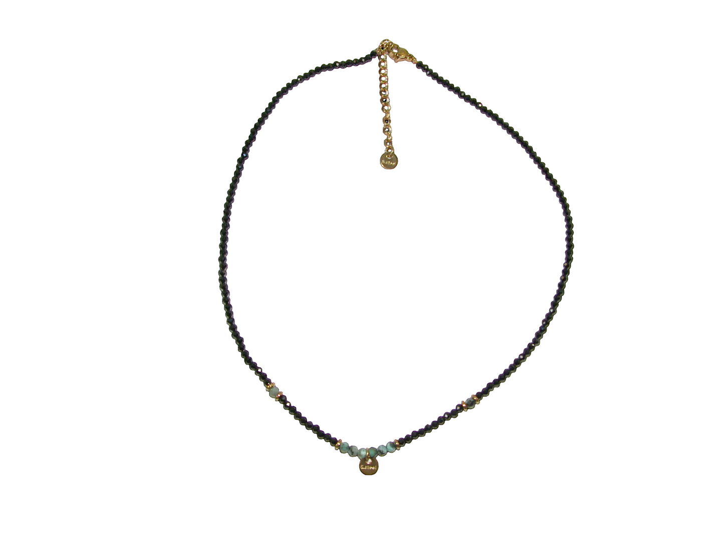 Black Faceted Green Choker Necklace GF3618