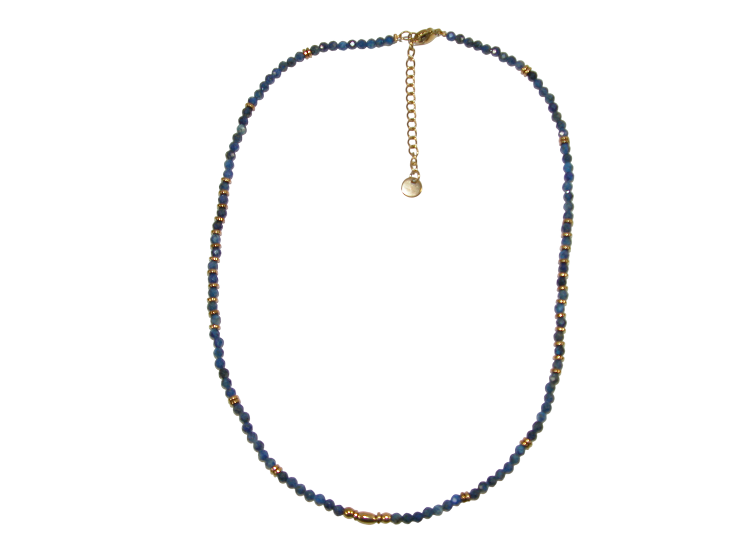 Blue Faceted Gold Beas Choker Necklace GF3607
