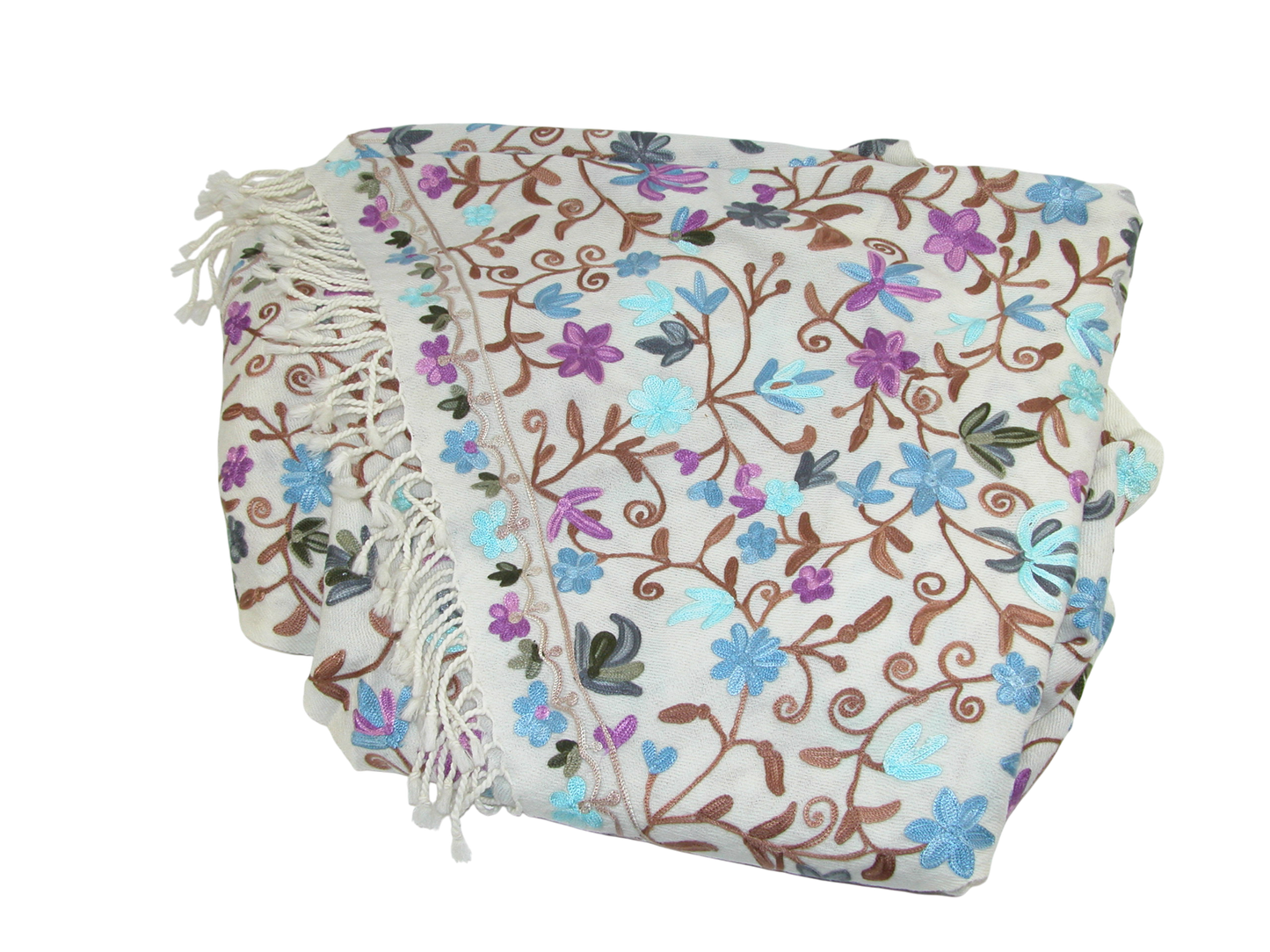 Off White Embroidered Pashmina Shawl GF3634