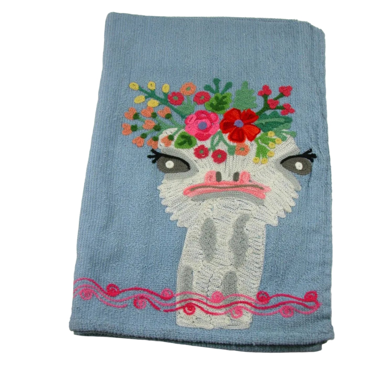 Embroidered Tea Towel GF4956 Ostrich