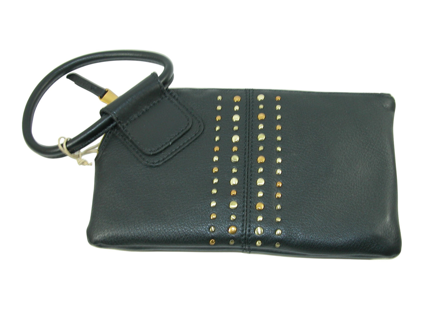 Black Leather Studded Sable Wristlet GF3678