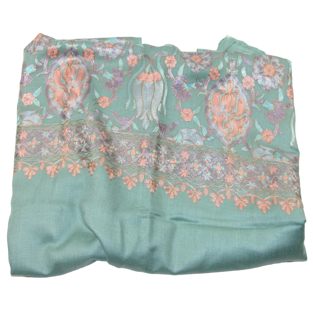 Embroidered 100% Cashmere Shawl GF5384 Mint Green