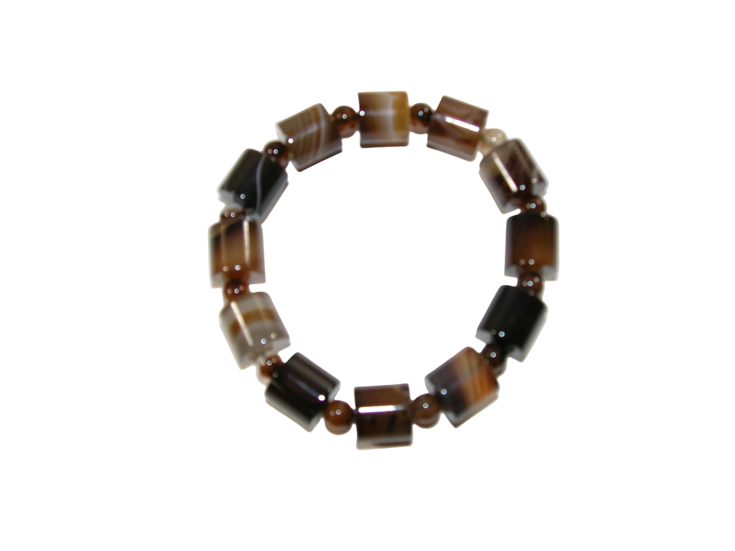 Brown Agate Barrel Stretch Bracelet GF3684