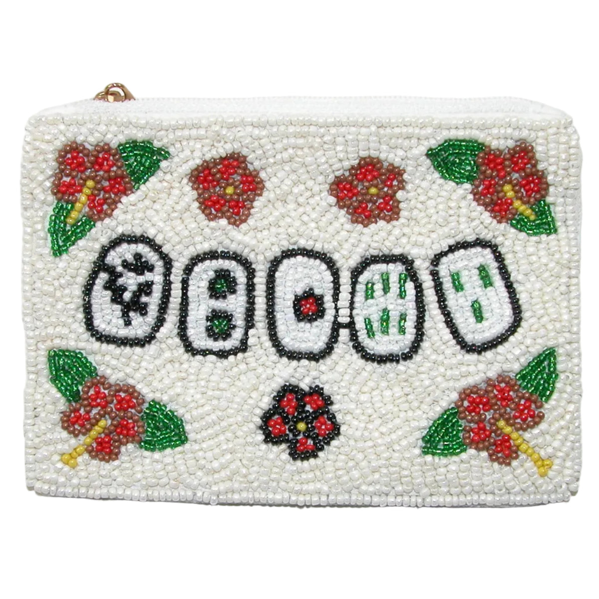 Hand Beaded Coin Purse GF5422 Mahjong Red and Green