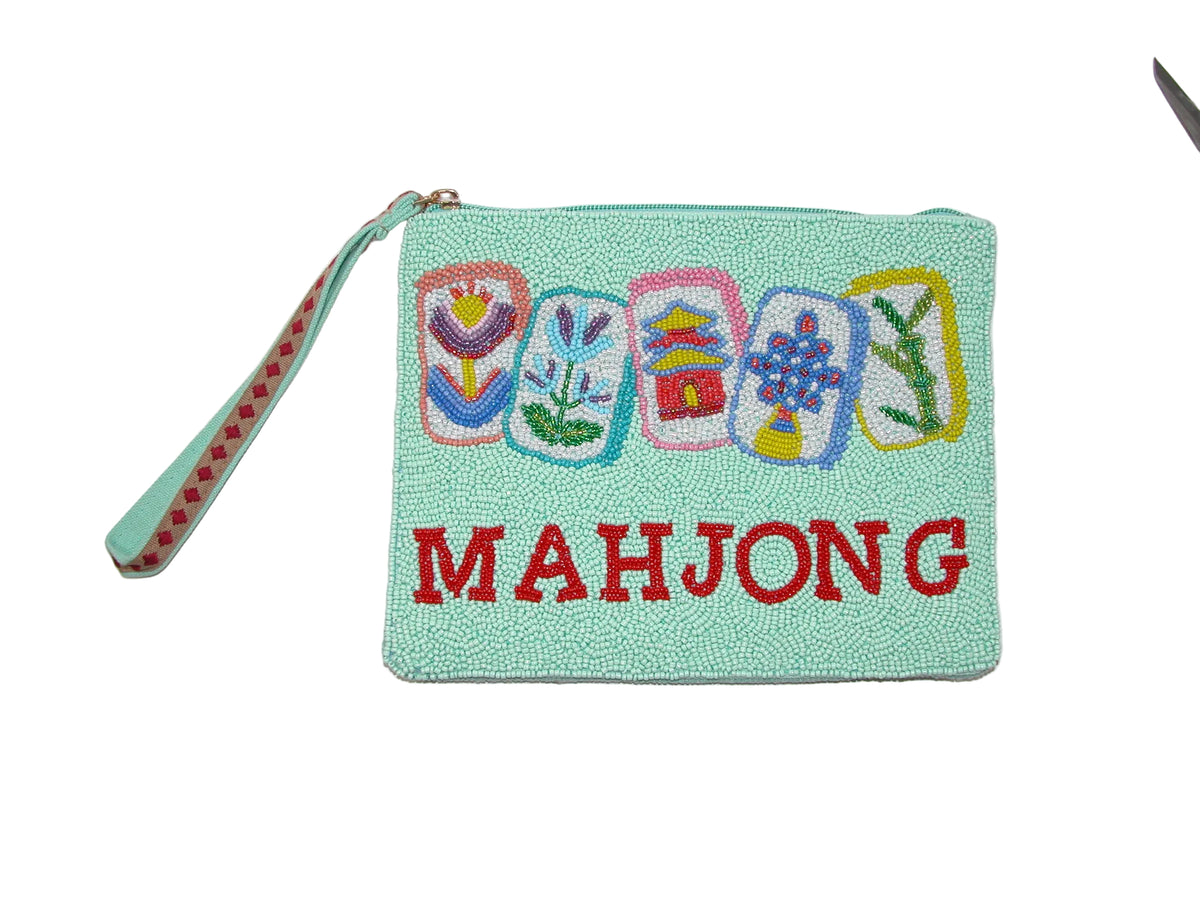 Beaded Mahjong Clutch Purse Wristlet GF4966