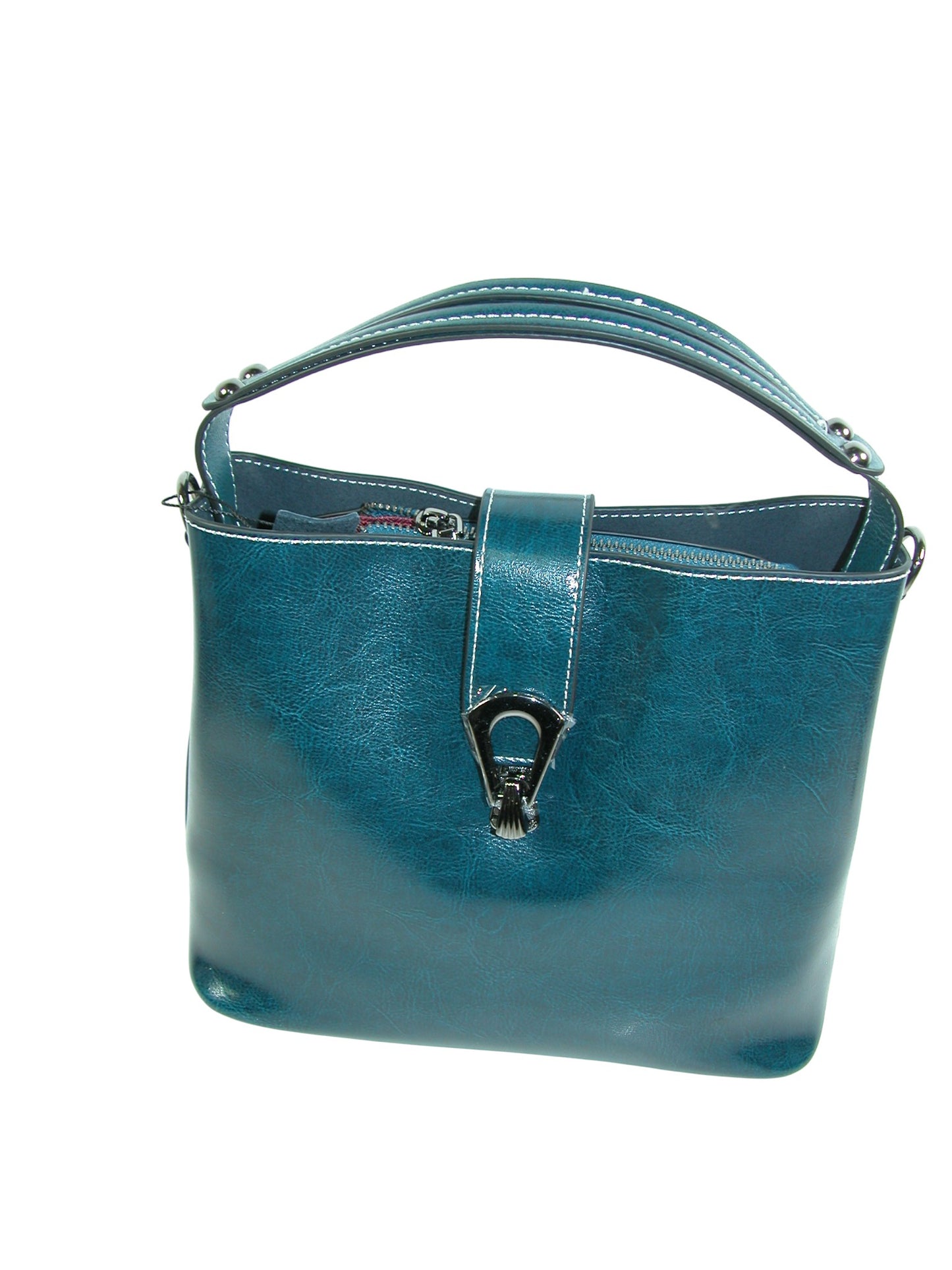 Natural Leather Purse Handbag GF3717 Teal