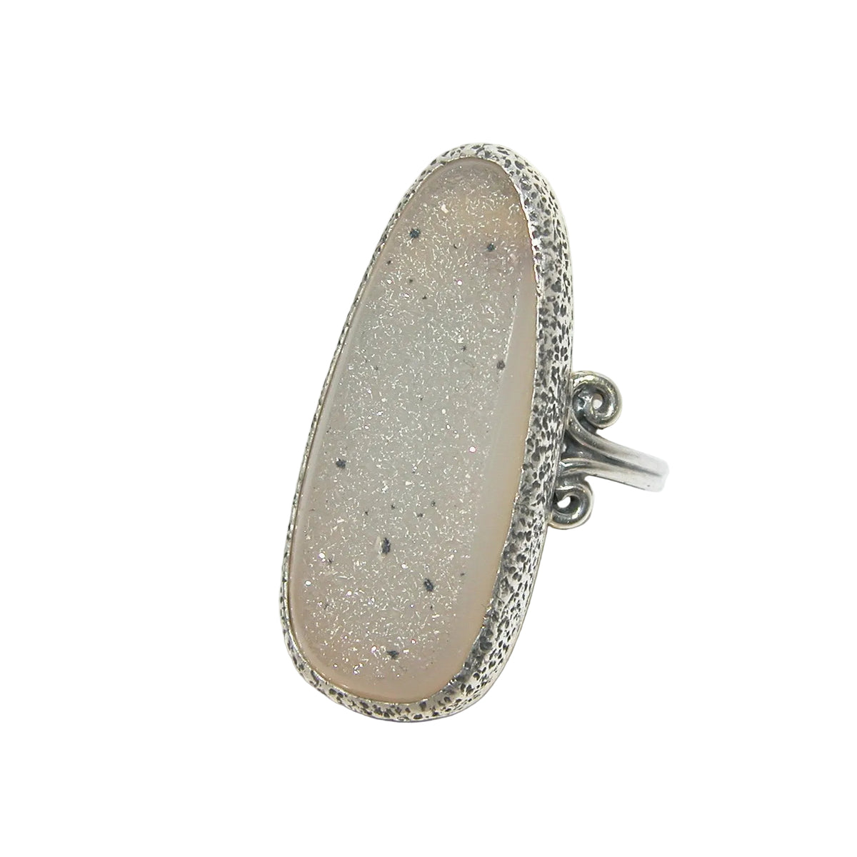 40236 Natural Drusy Agate Sterling Silver Adjustable Ring