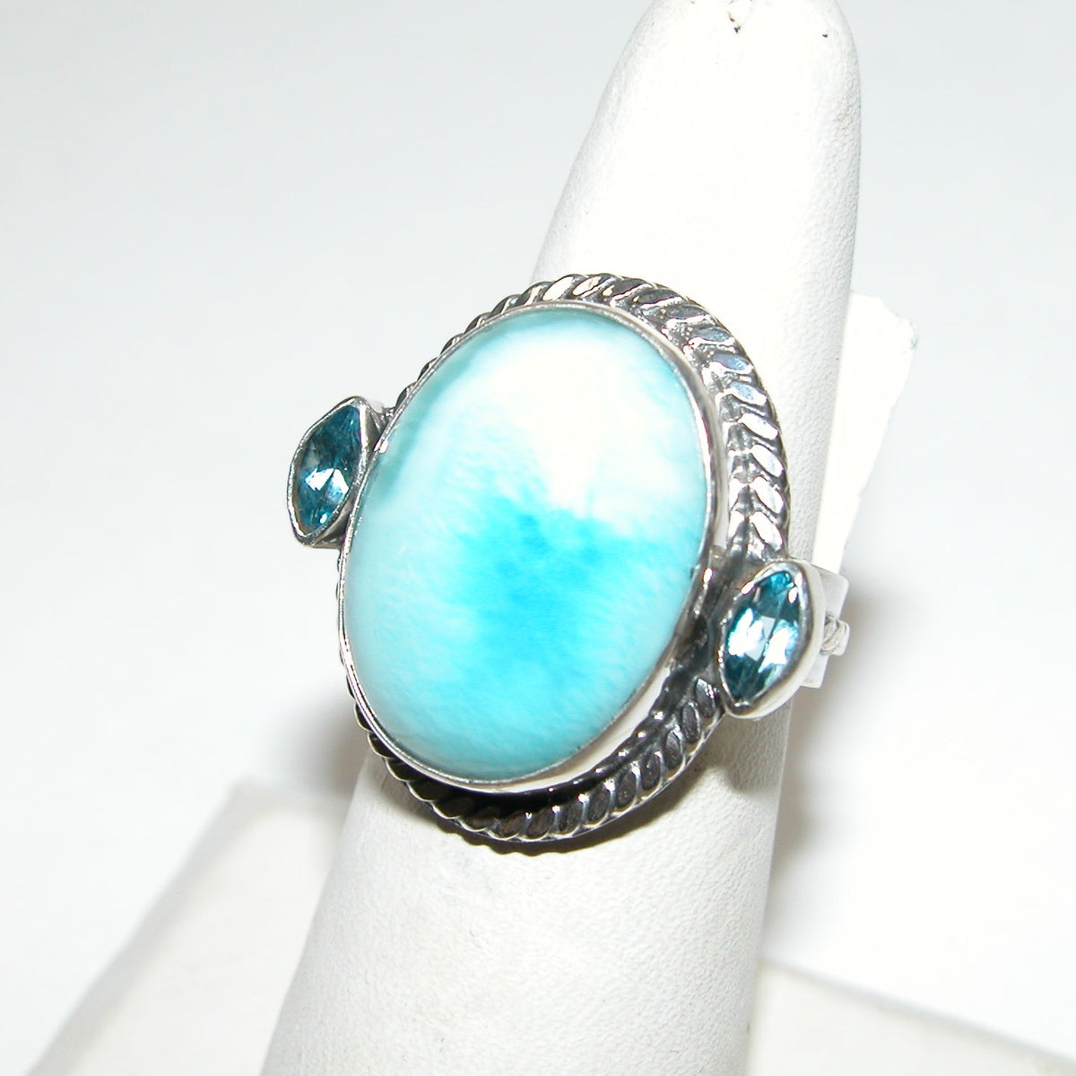 40237 Larimar Blue Topaz Sterling Silver Adjustable Ring
