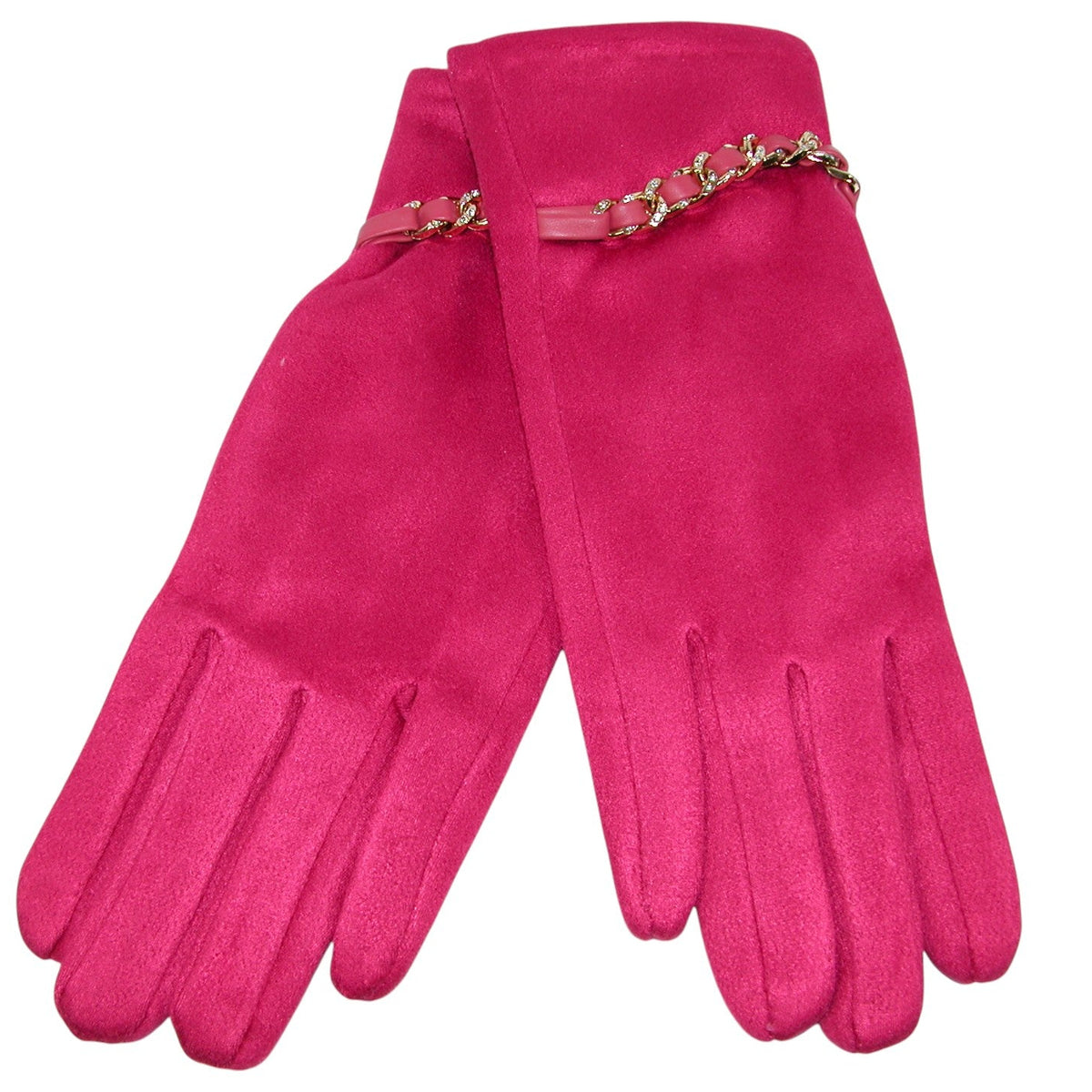 Sueded Chain Gloves with Chain GF3765 Pink