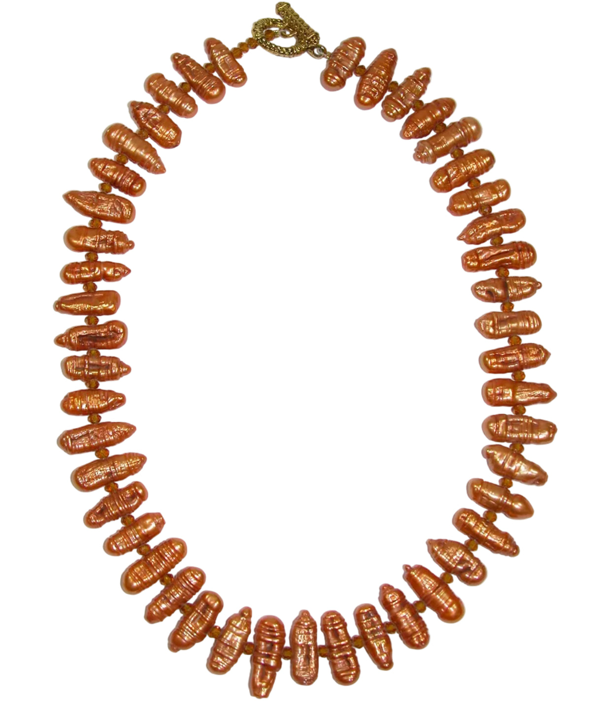 40281 Golden Pearl Short Golden Toggle Necklace