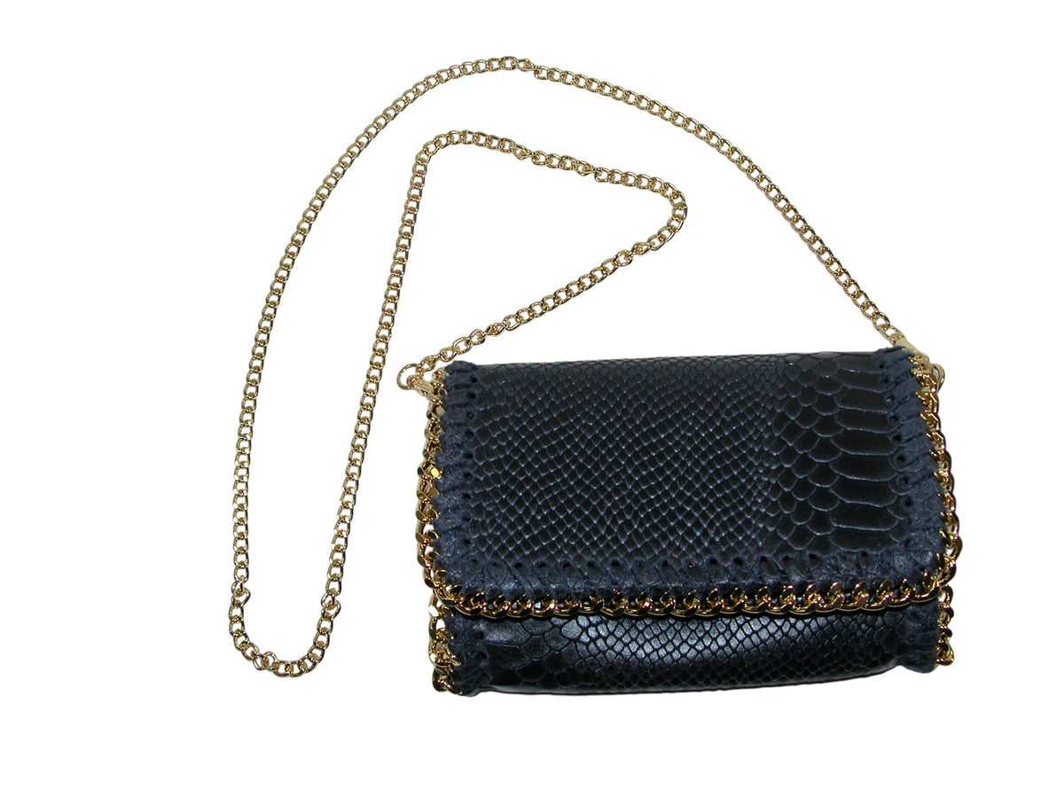 Navy Python with Gold Chain Accent Purse Crossbody GF3791