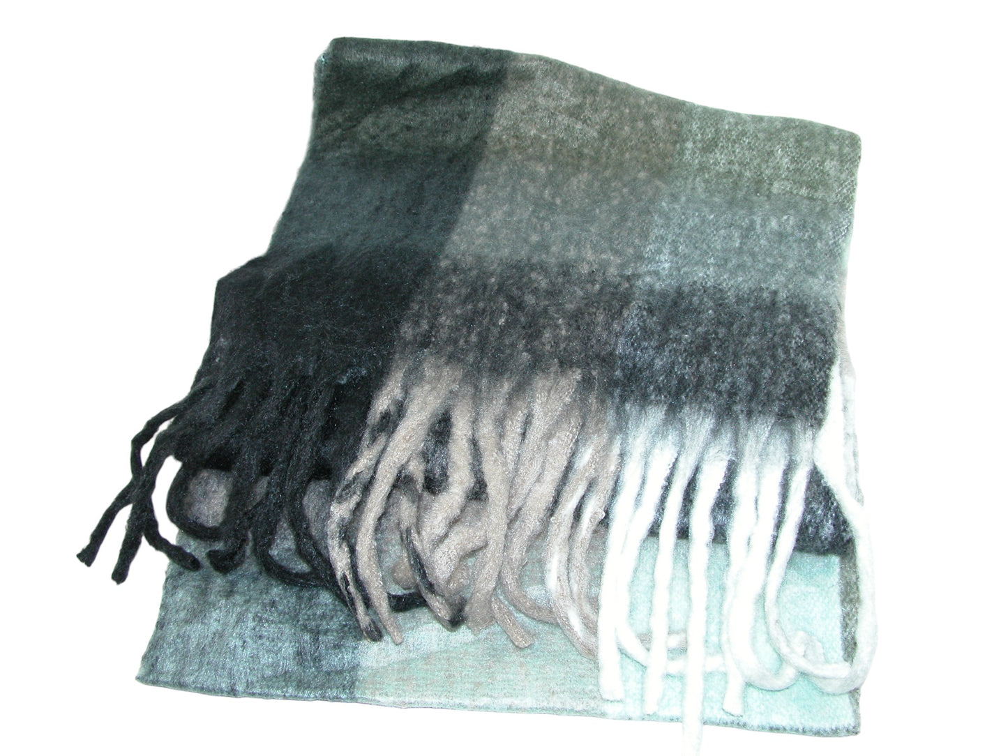 Black and Green Checkered Knit Scarf GF3810