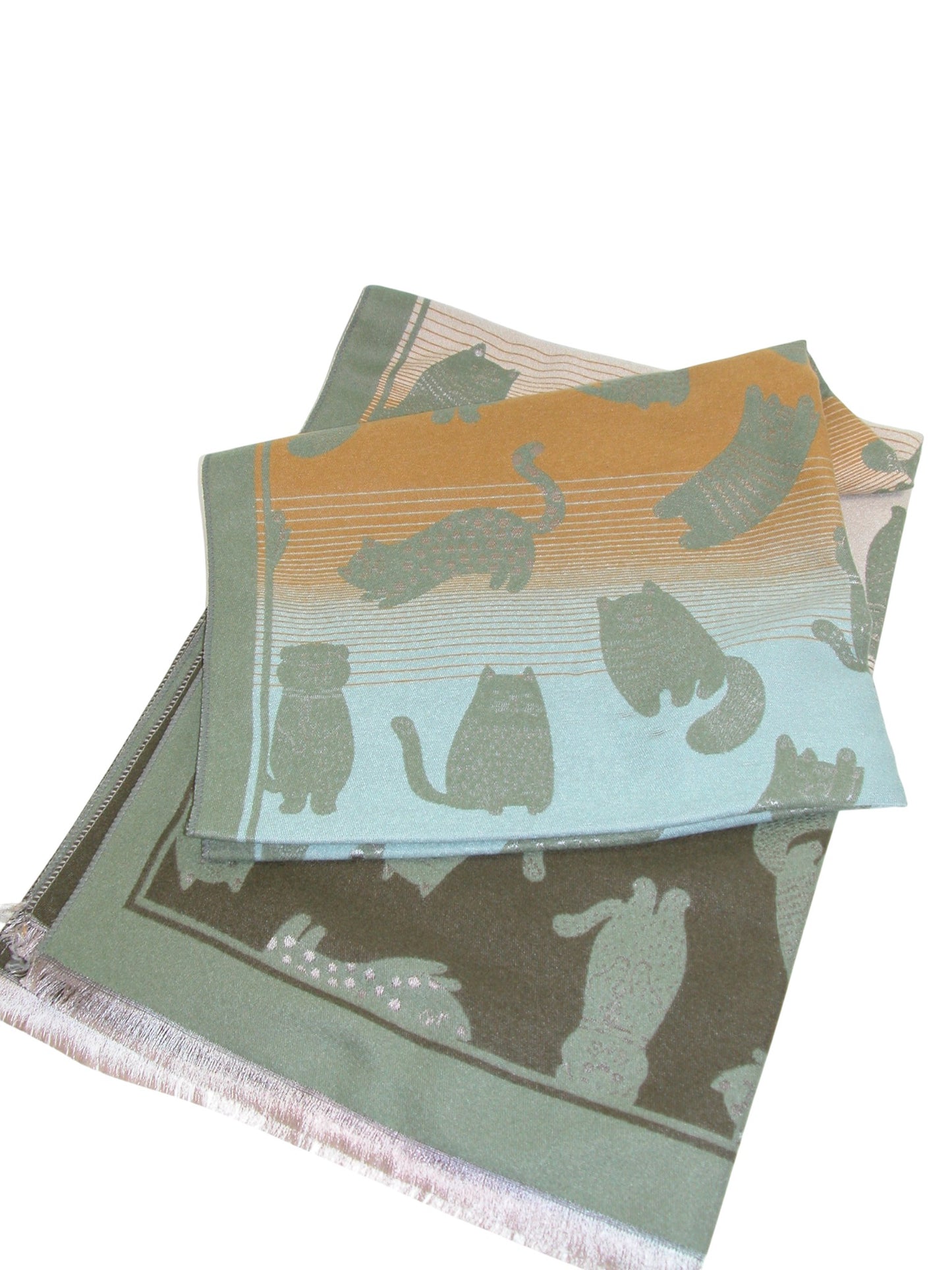 Green Yellow Cat Ombre Shawl Scarf GF3805