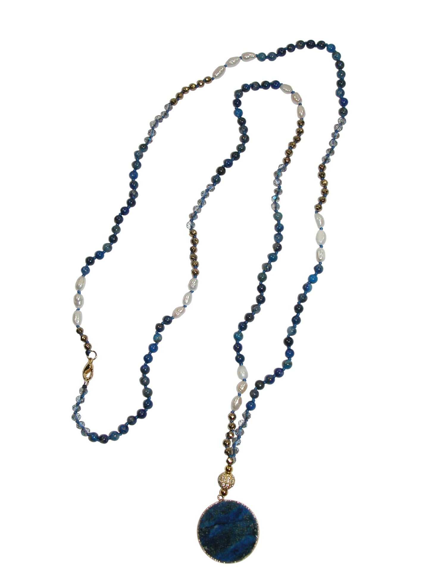 N5568 Lapis Pendant Necklace with Freshwater Pearls