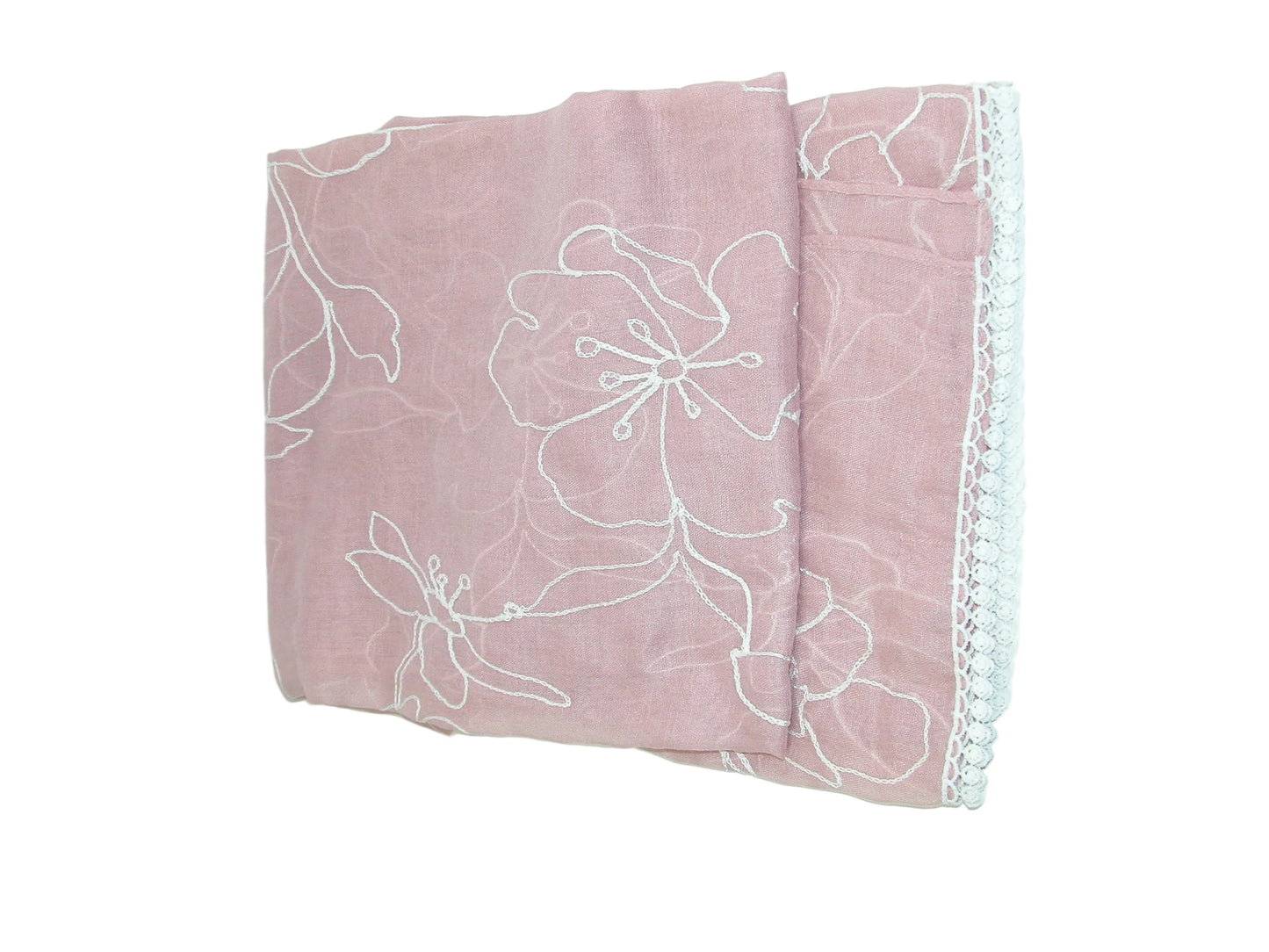 Pink Shawl Scarf With Embroidery GF3905