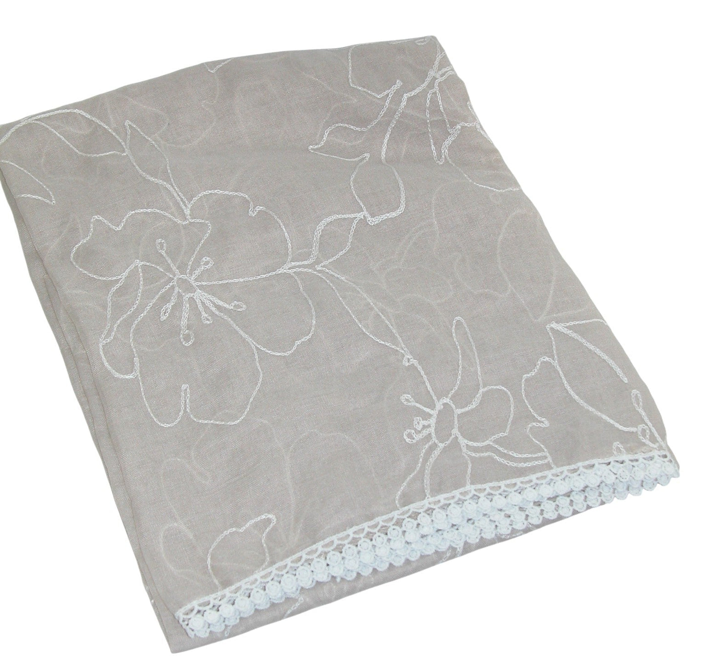 Beige Shawl Scarf With Embroidery GF3987