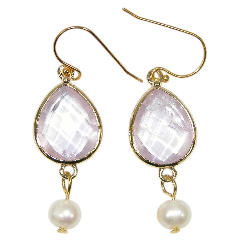 E3172 Pink Quartz Gold Vermeil Earrings