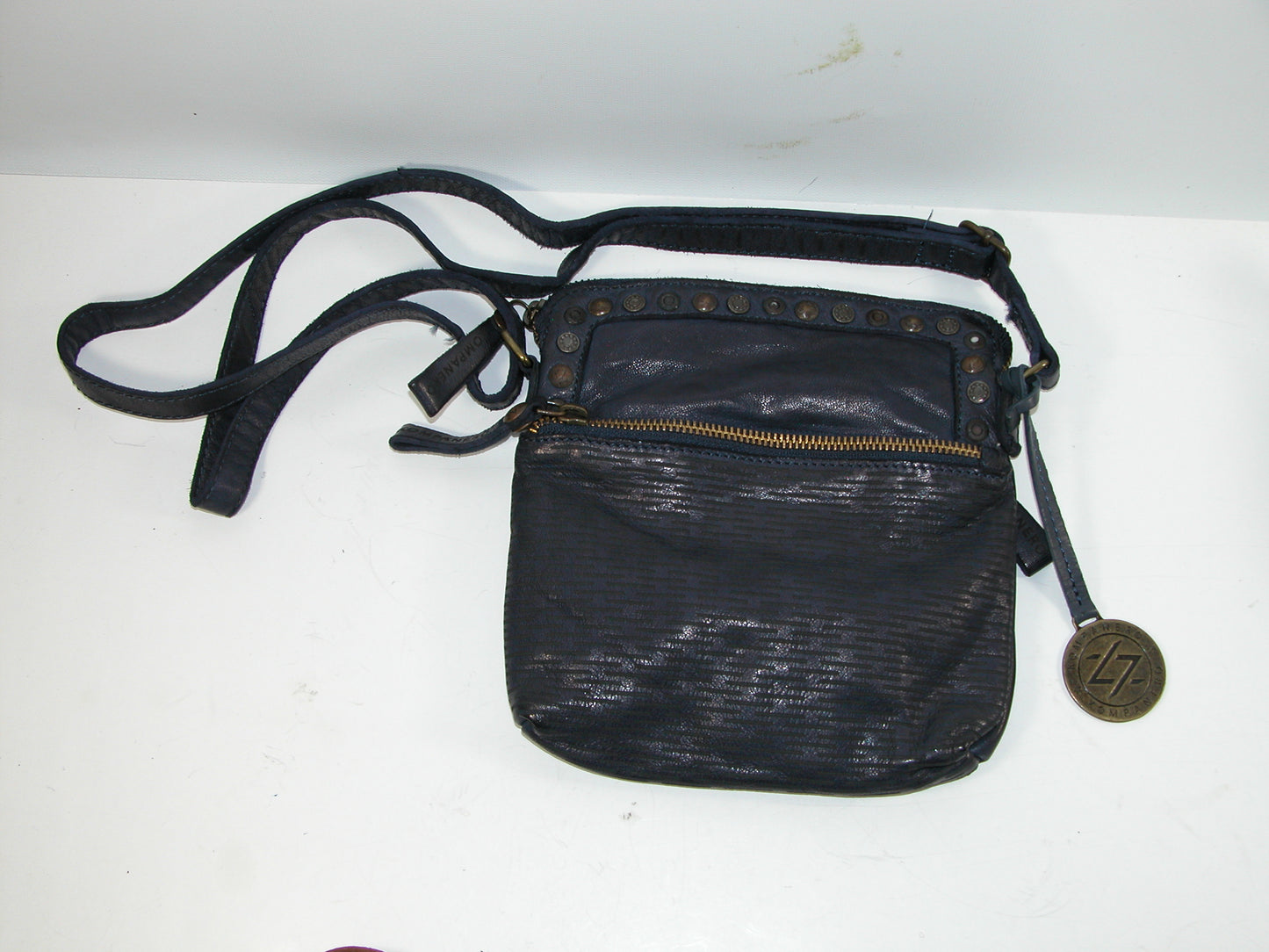 Blue Leather Studded Crossbody Handbag GF4028