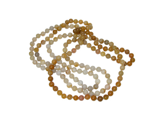 34544D Yellow Jade Tri color 60 inch Knotted Endless Necklace