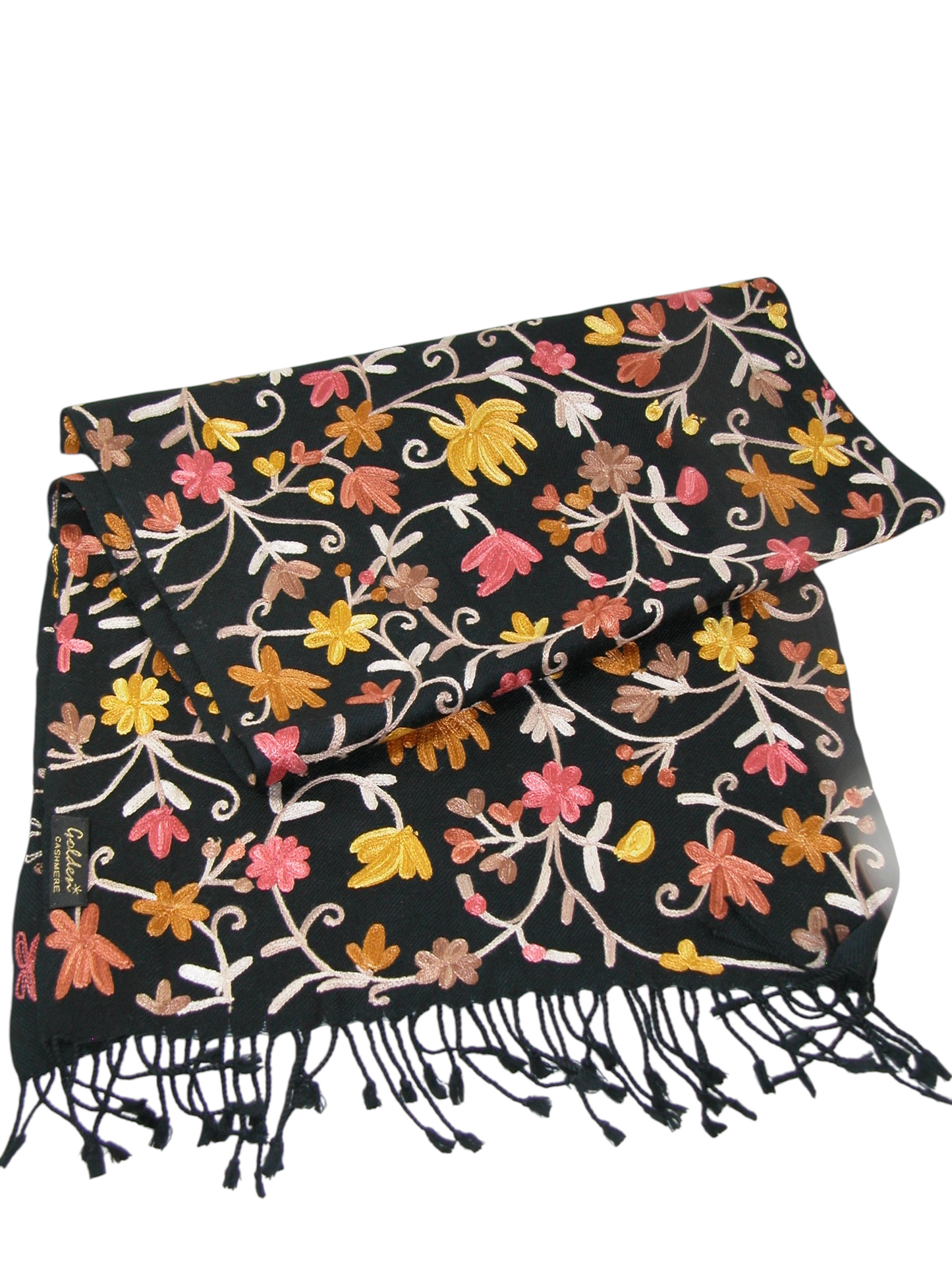Embroidered Shawl Yellows and Peach and Rust GF4725