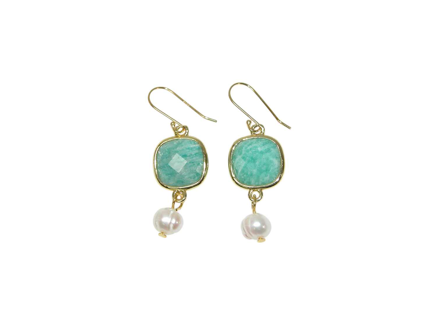 E3185 Amazonite Pearl Drop Earring