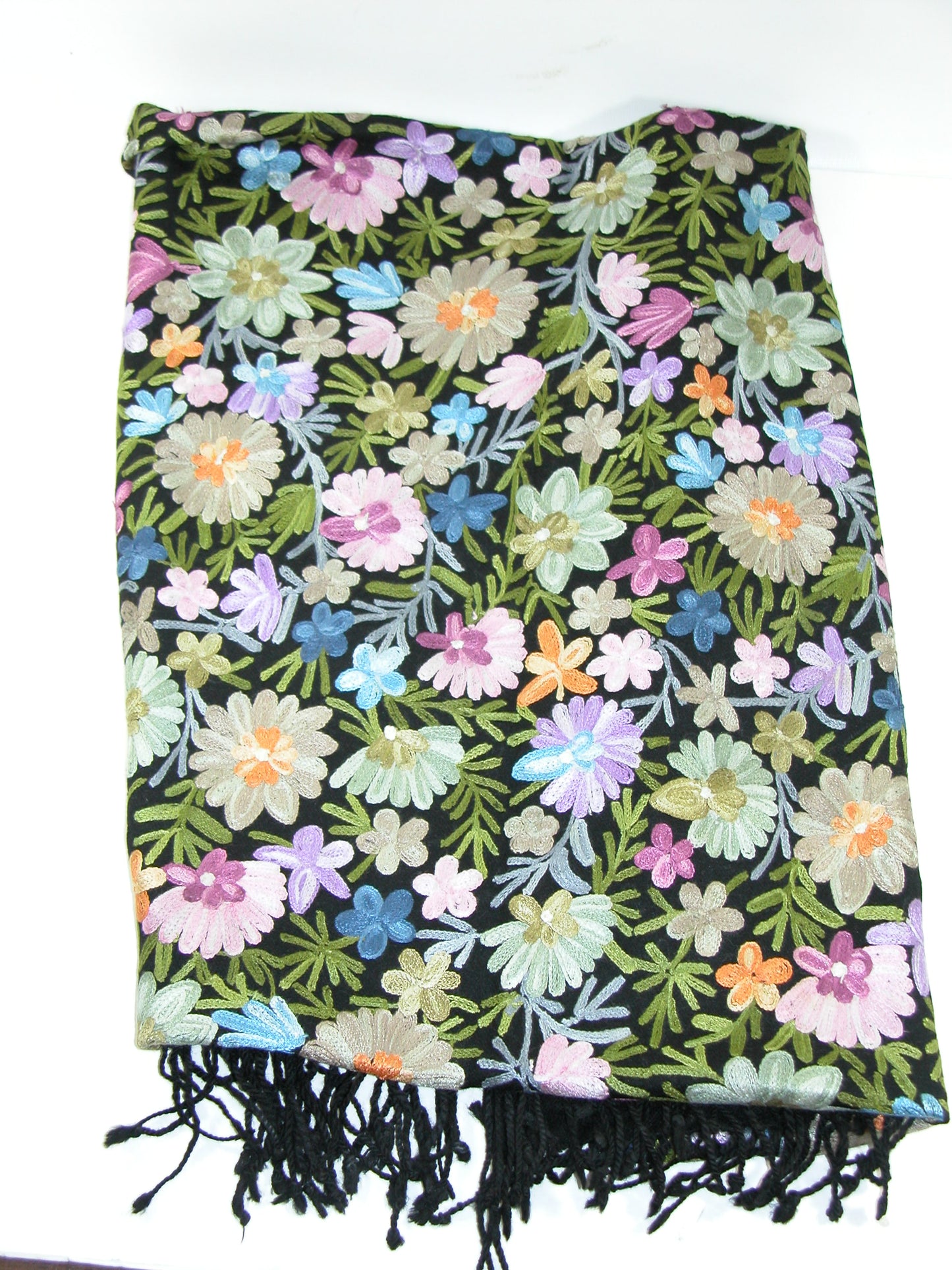 Embroidered Shawl Pinks Yellows FULL COVERAGE GF4729 Cashmere