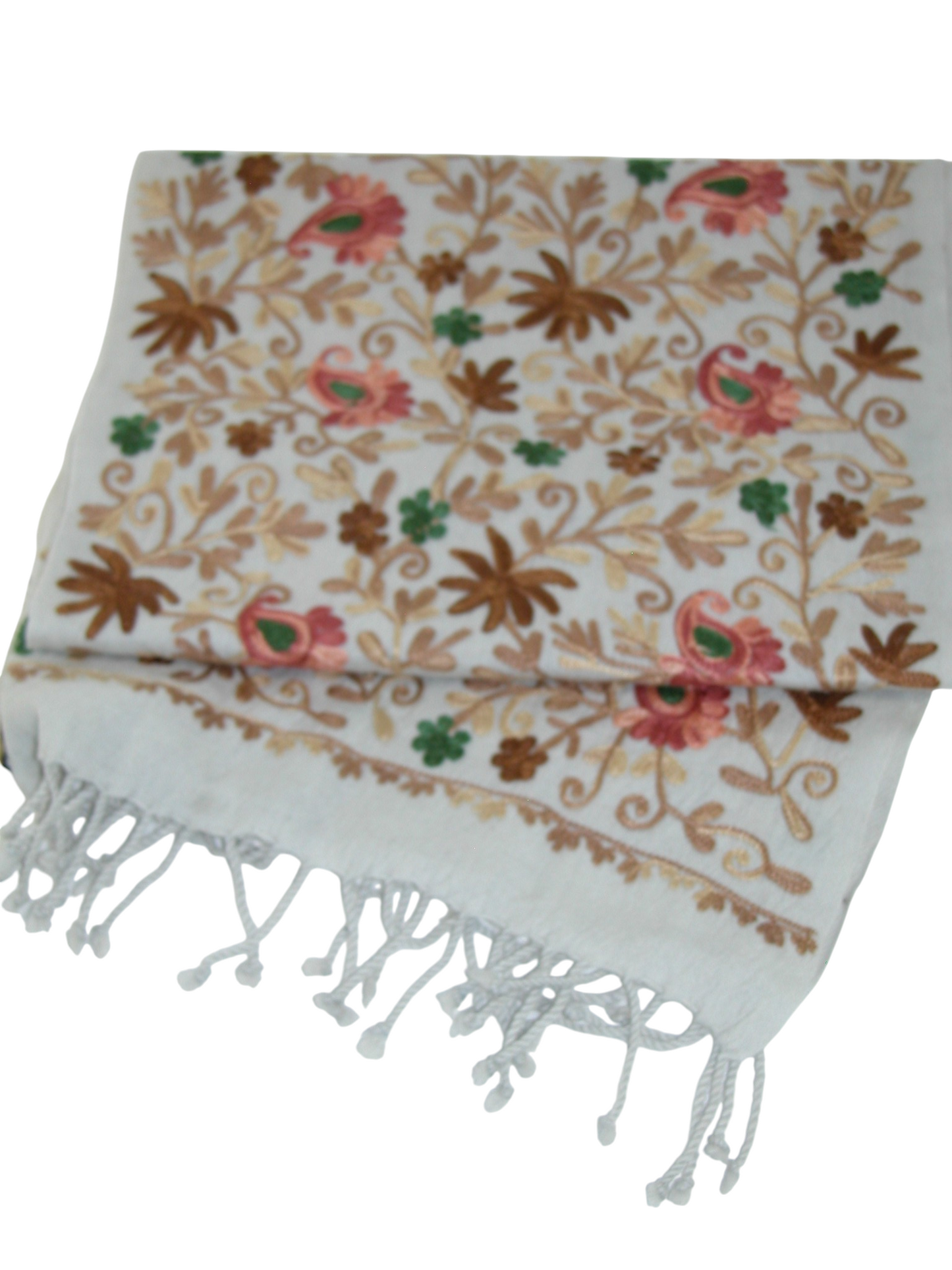 Embroidered Shawl Beige and Browns GF4809