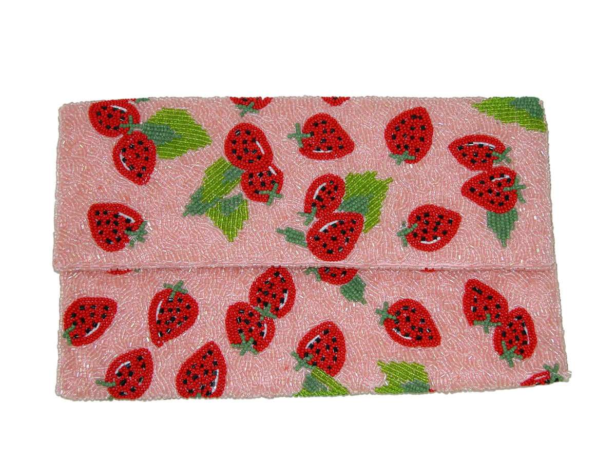 Beaded Strawberry Clutch Handbag GF4824