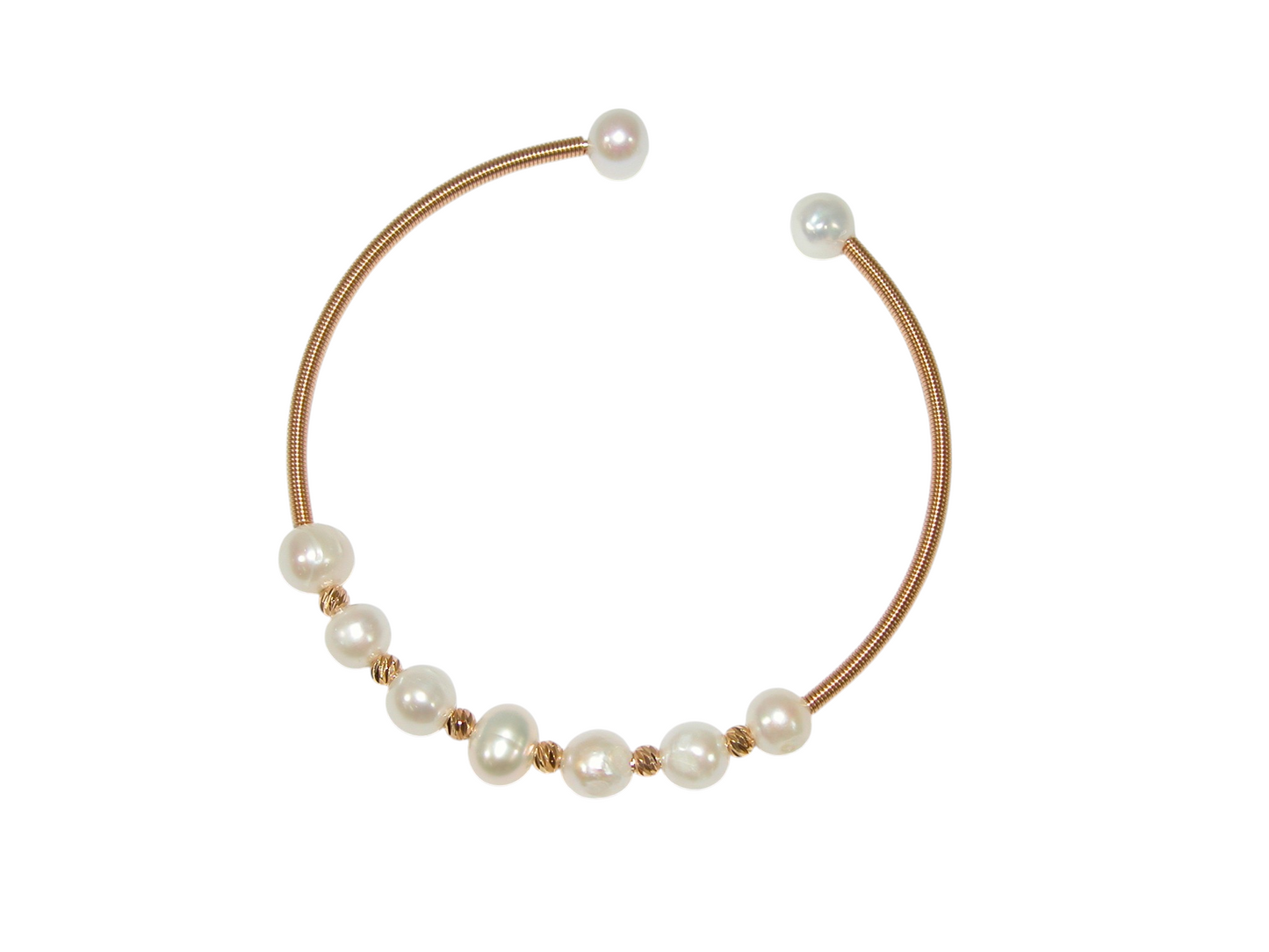 B5082 White Freshwater Pearl Memory Wire Bracelet