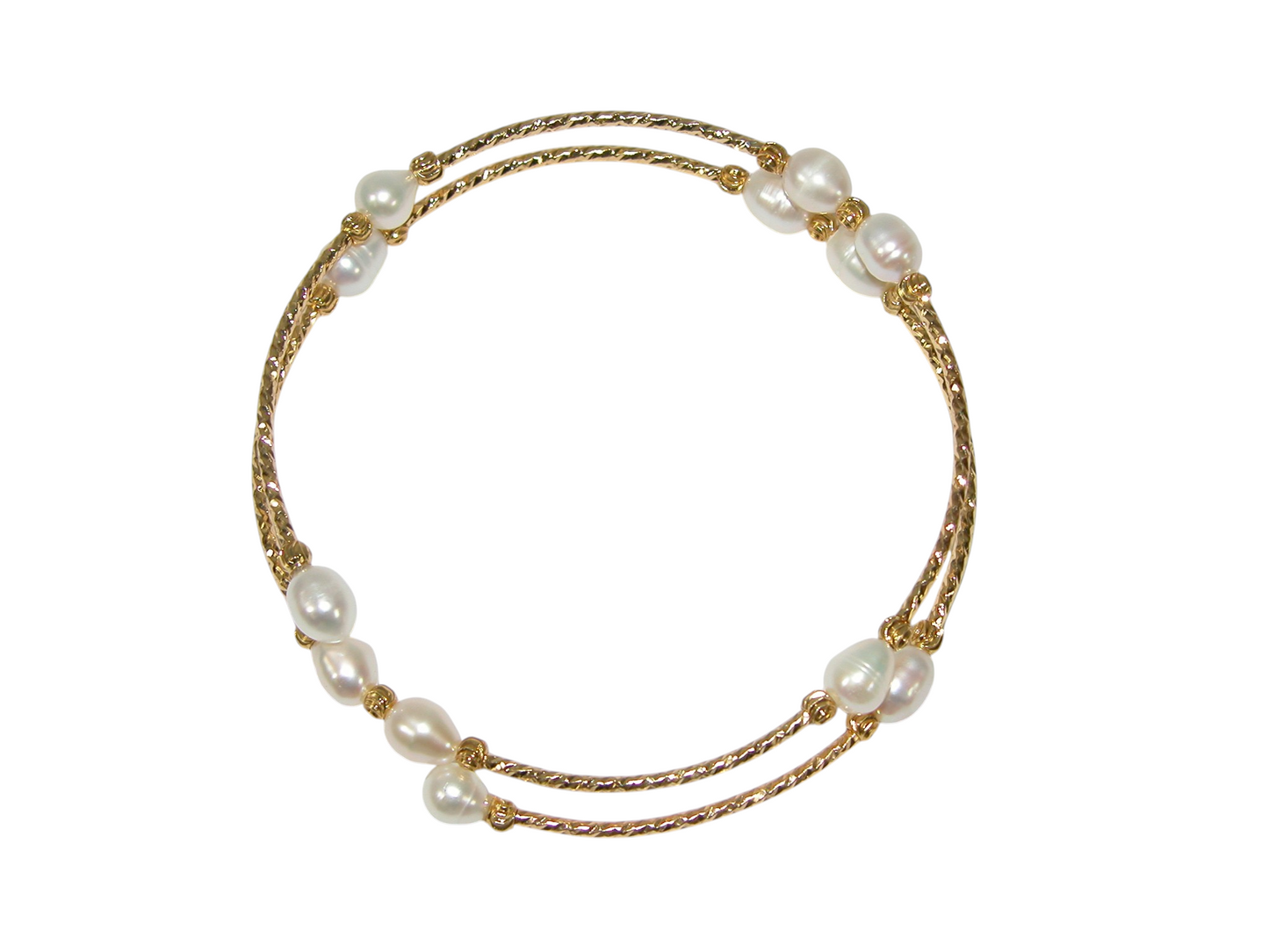 B5077 Memory Wire Pearl Bracelet